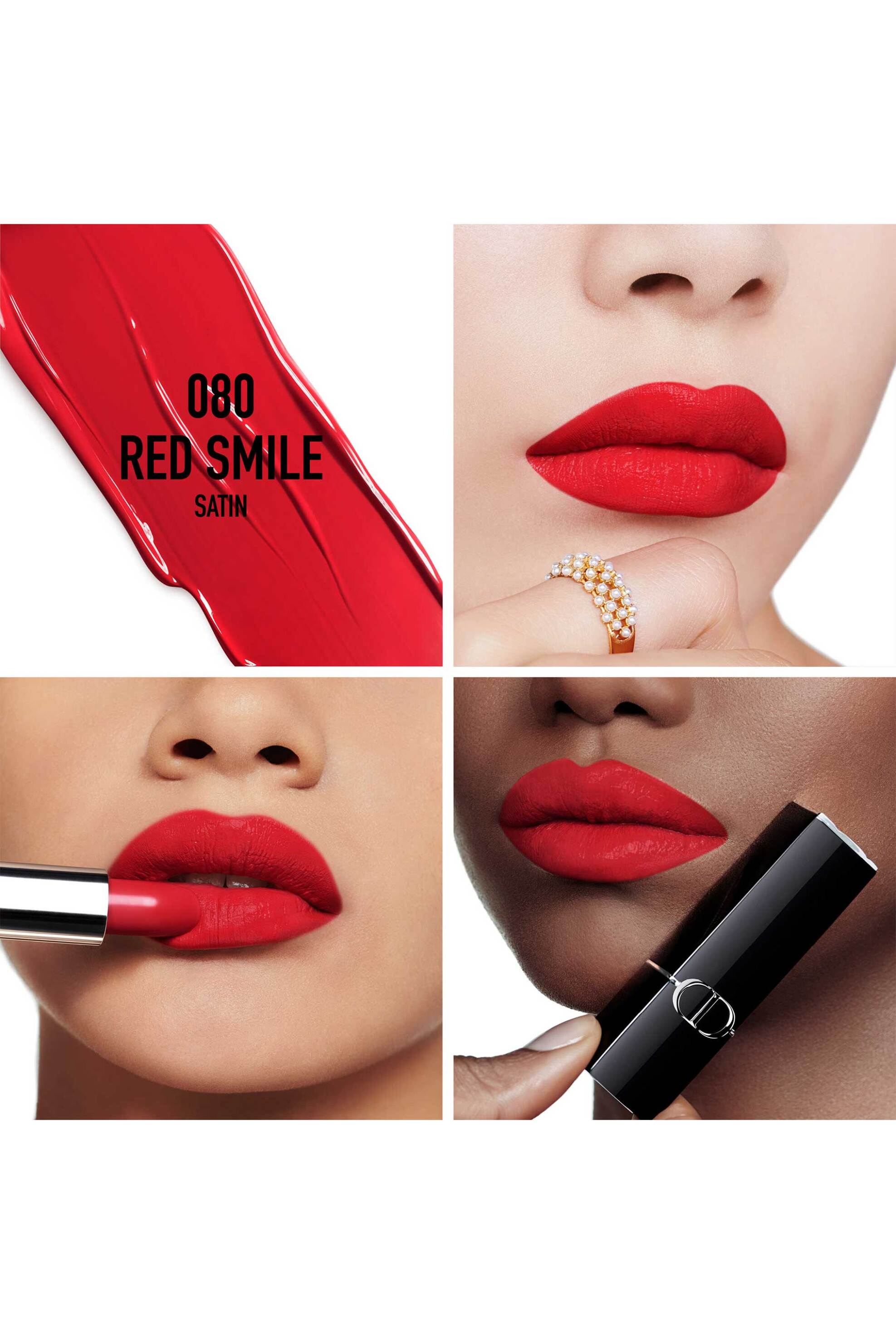 Dior Rouge Dior Lipstick - Comfort and Long Wear - Hydrating Floral Lip Care 080 Red Smile Satiny Finish φωτογραφία