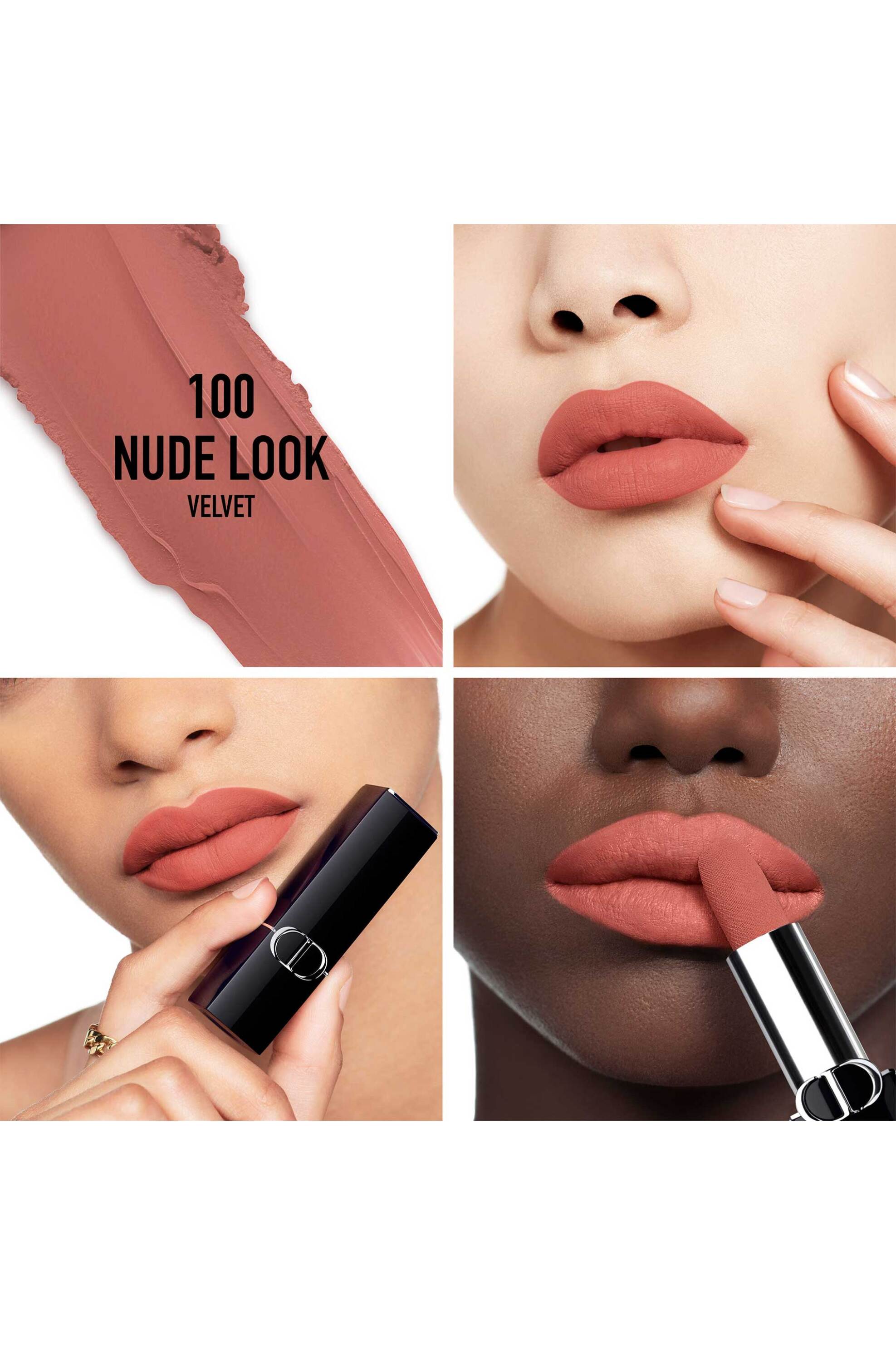 Dior Rouge Dior Lipstick - Comfort and Long Wear - Hydrating Floral Lip Care 100 Nude Look Velvet Finish φωτογραφία