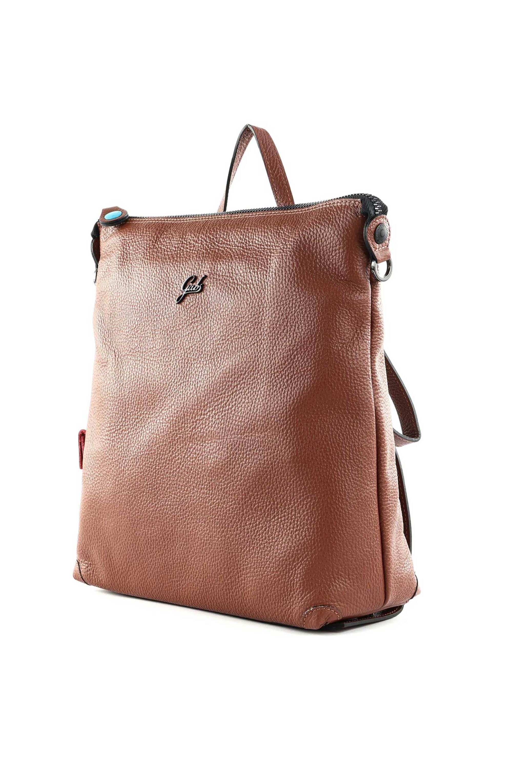 Gabs γυναικείο δερμάτινο backpack μονόχρωμο με μεταλλικό λογότυπο 