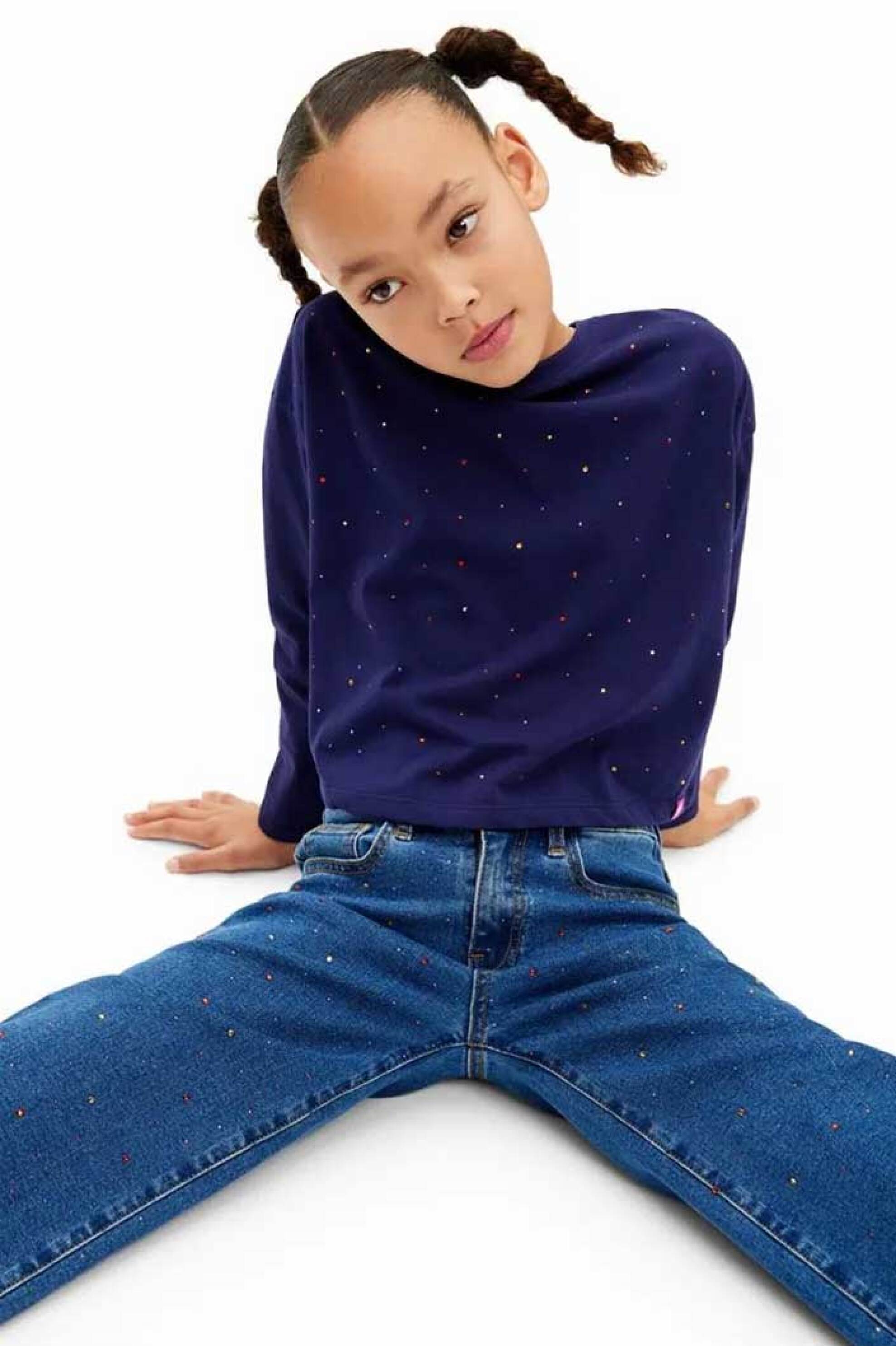 DESIGUAL Desigual παιδική μακρυμάνικη μπλούζα με πουά σχέδιο - 24WGTK01 Μπλε Σκούρο