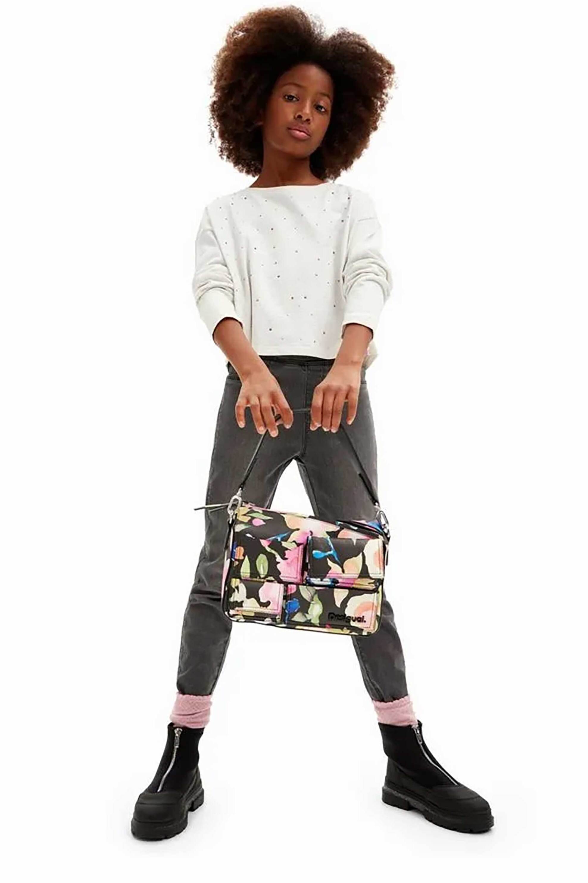 DESIGUAL Desigual παιδική μακρυμάνικη μπλούζα με πουά σχέδιο - 24WGTK01 Εκρού