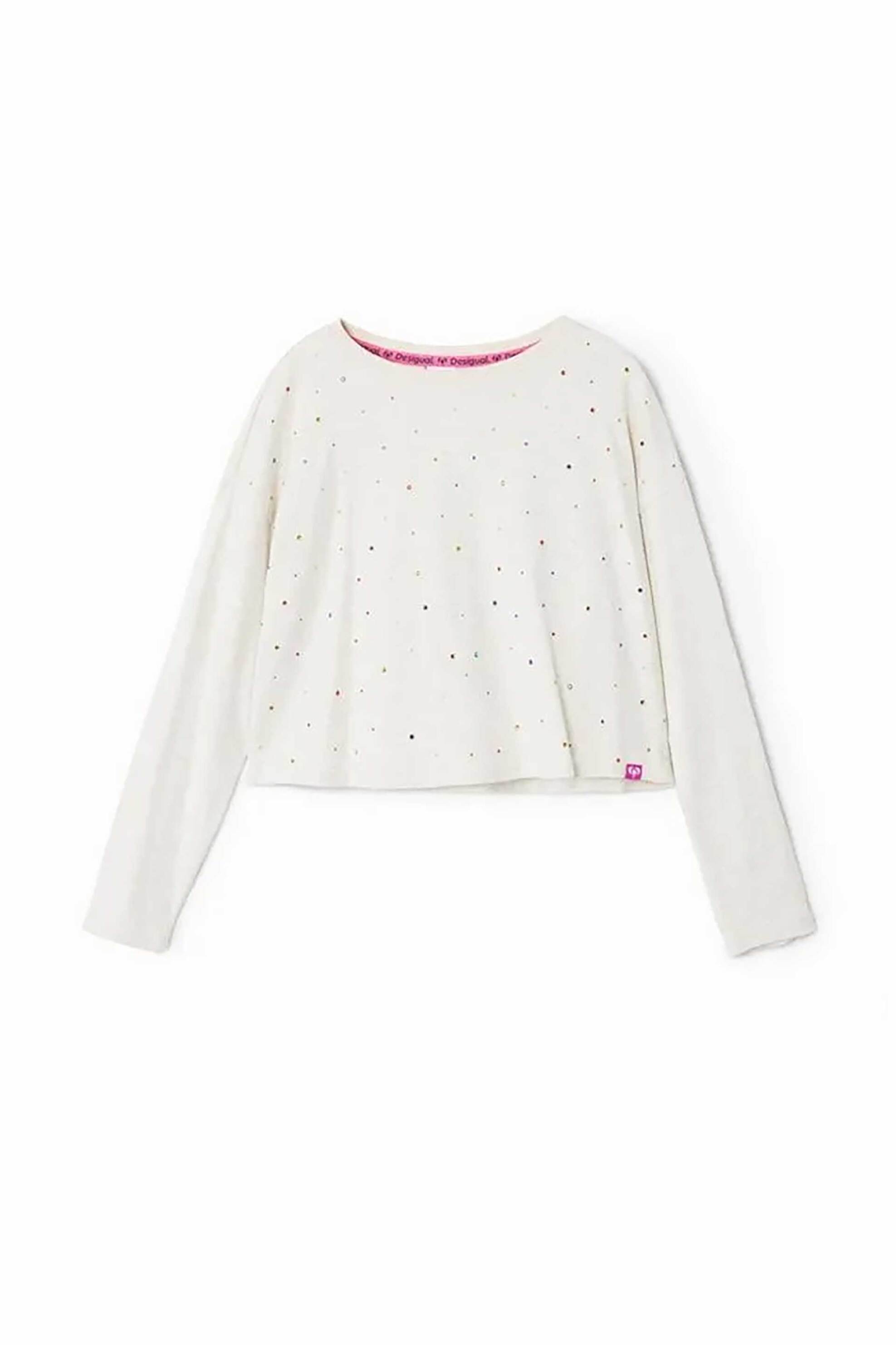 Desigual παιδική μακρυμάνικη μπλούζα με πουά σχέδιο - 24WGTK01 Εκρού φωτογραφία