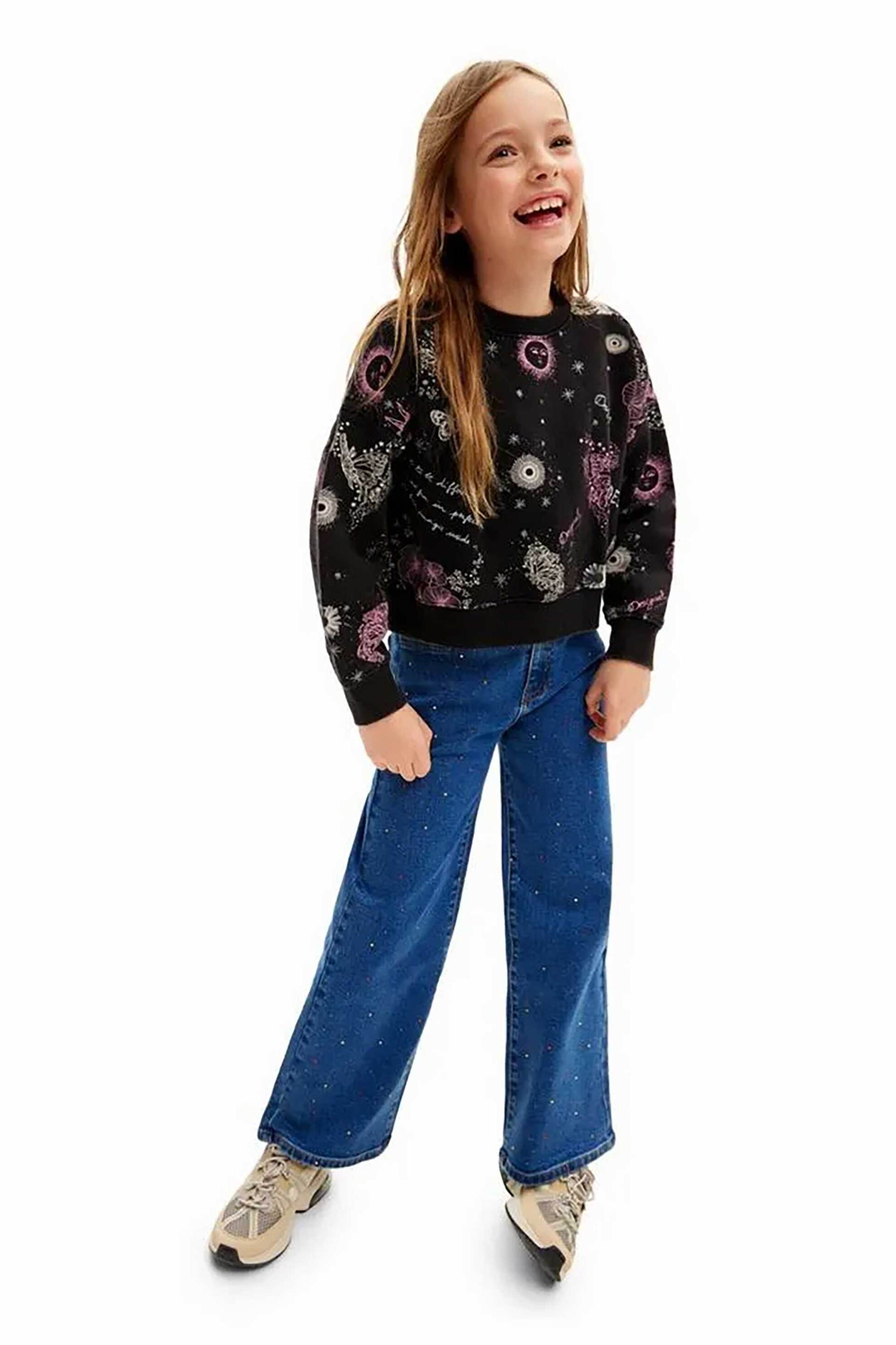 DESIGUAL Desigual παιδική μπλούζα φούτερ με all-over print - 24WGSK10 Μαύρο