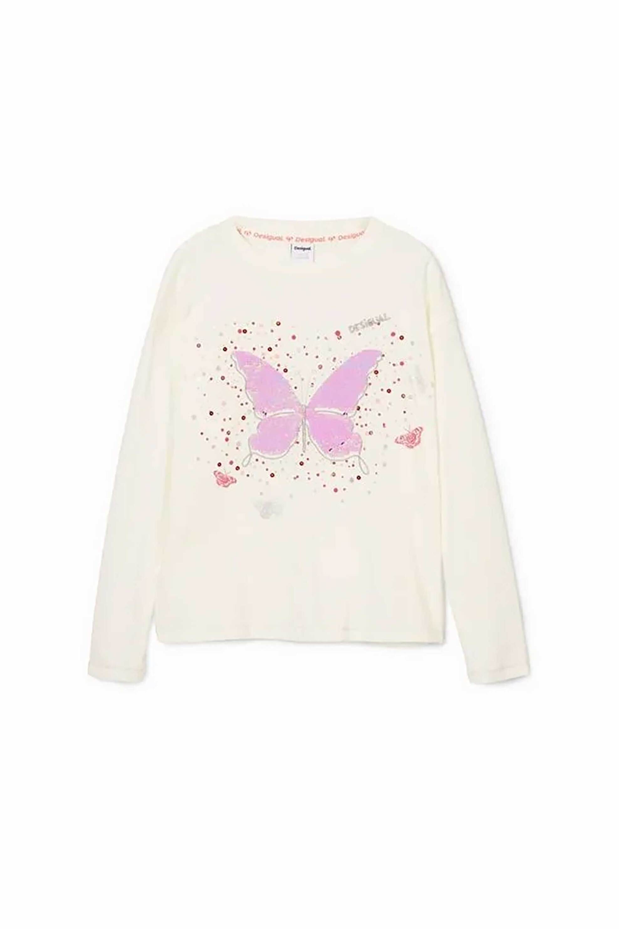 Desigual παιδική μακρυμάνικη μπλούζα με butterfly print - 24WGTK11 Λευκό φωτογραφία