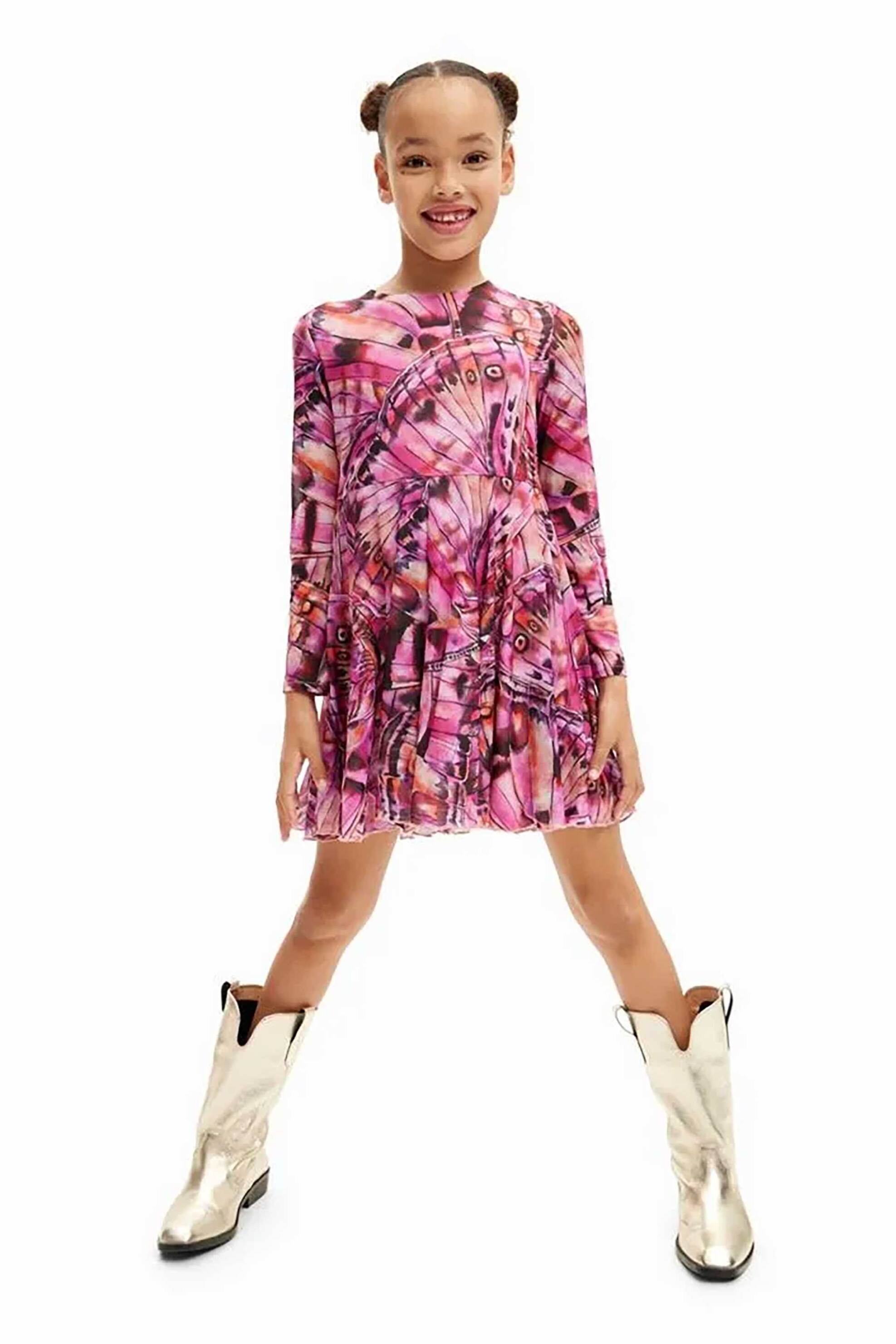 DESIGUAL Desigual παιδικό φόρεμα με floral print - 24WGVK13 Ροζ