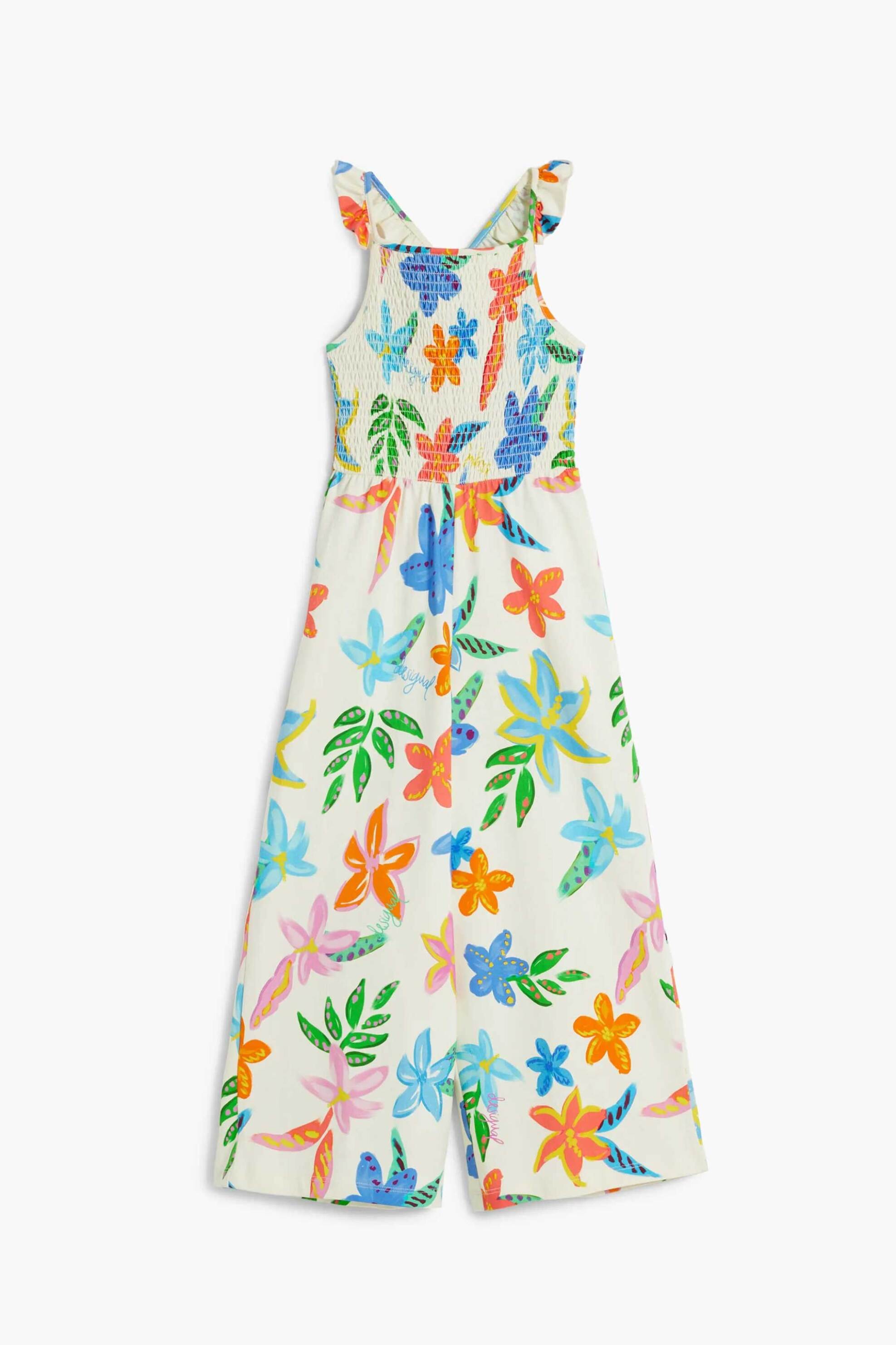DESIGUAL Desigual παιδική αμάνικη ολόσωμη φόρμα με floral print - 25SGPK02 Λευκό
