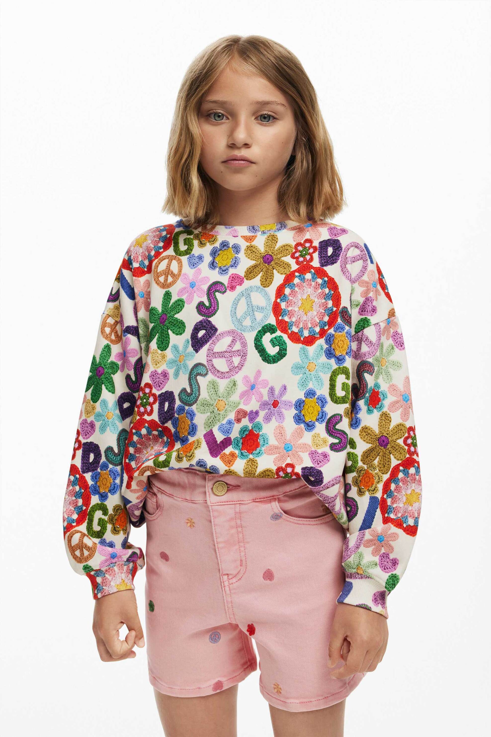 Desigual παιδικό denim σορτς με κεντήματα - 25SGPW03 Ροζ