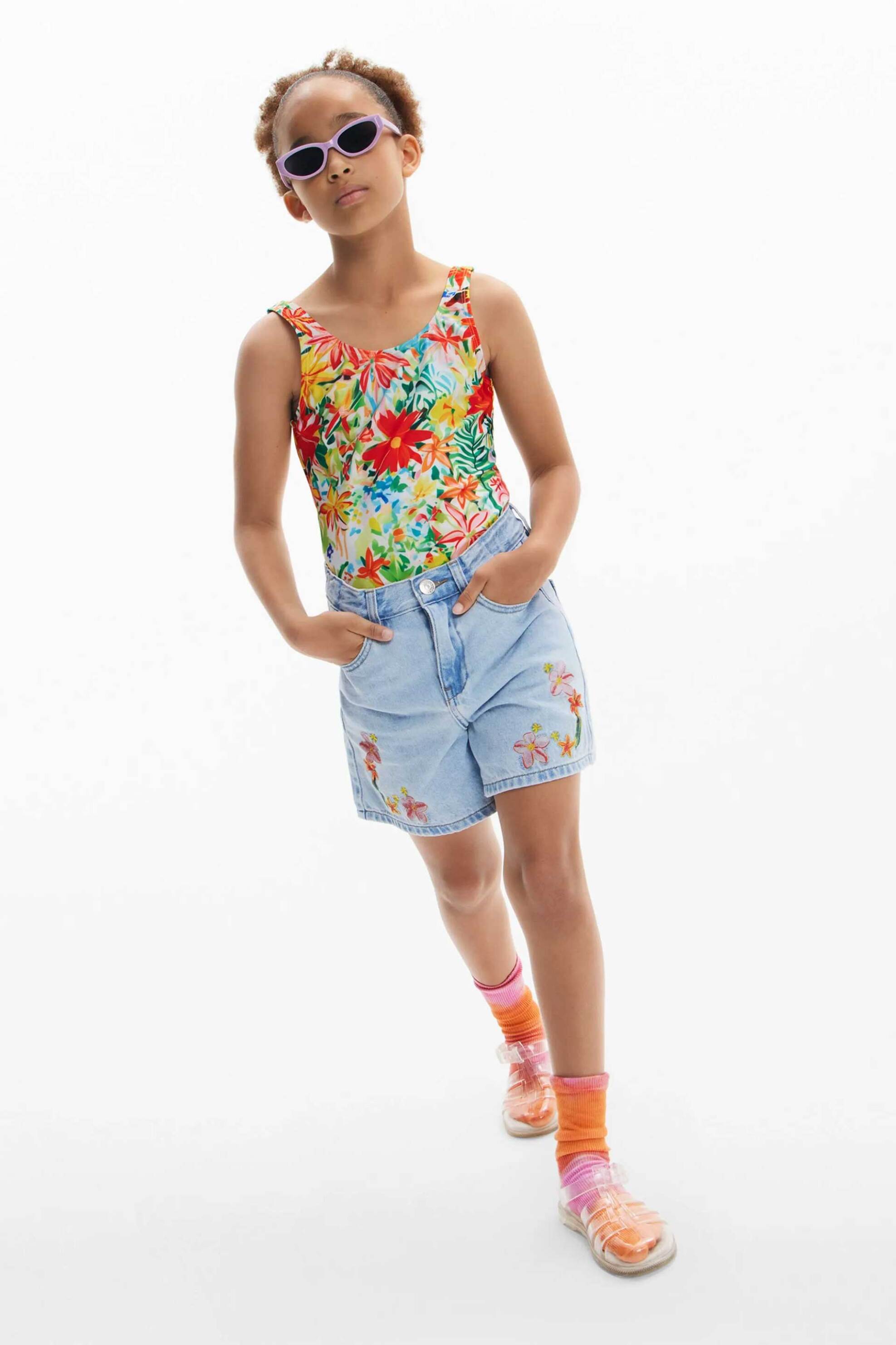 Desigual παιδικό denim σορτς με κεντήματα - 25SGDD01 Denim Blue