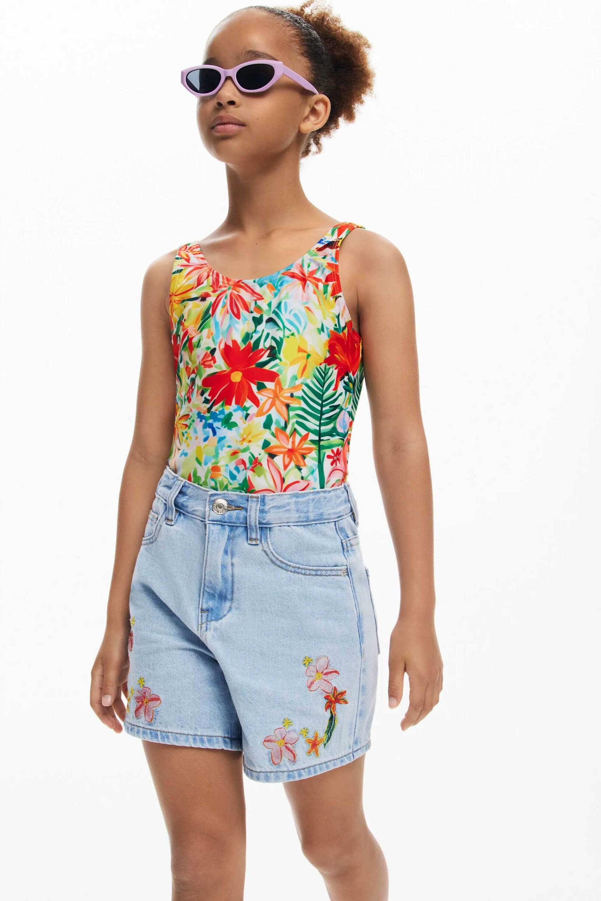 DESIGUAL Desigual παιδικό ολόσωμο μαγίο με floral print - 25SGMK03 Πολύχρωμο