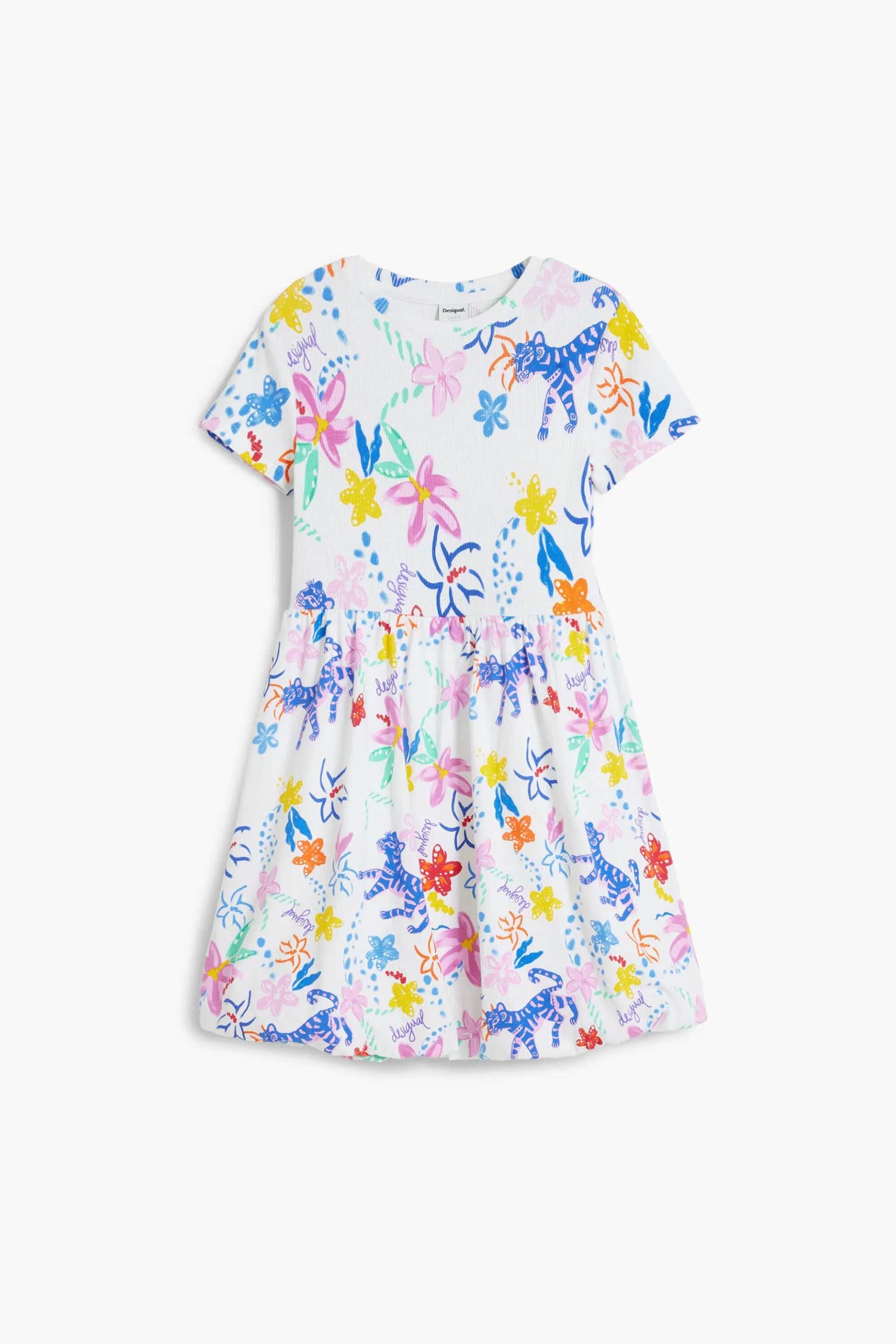 Desigual παιδικό φόρεμα με all-over print - 25SGVK03 Λευκό