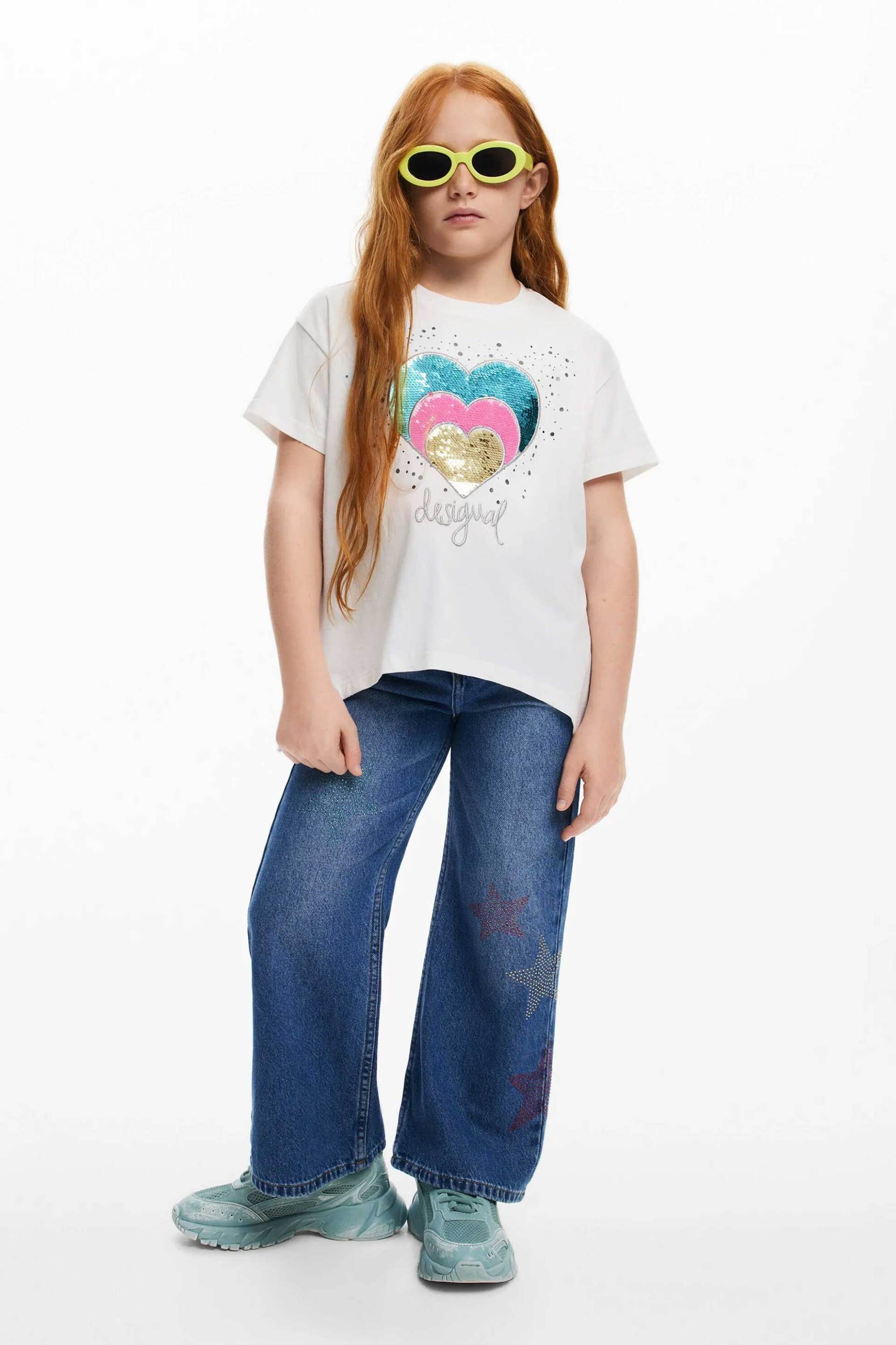 Desigual παιδικό T-shirt με στρας - 25SGTK01 Λευκό