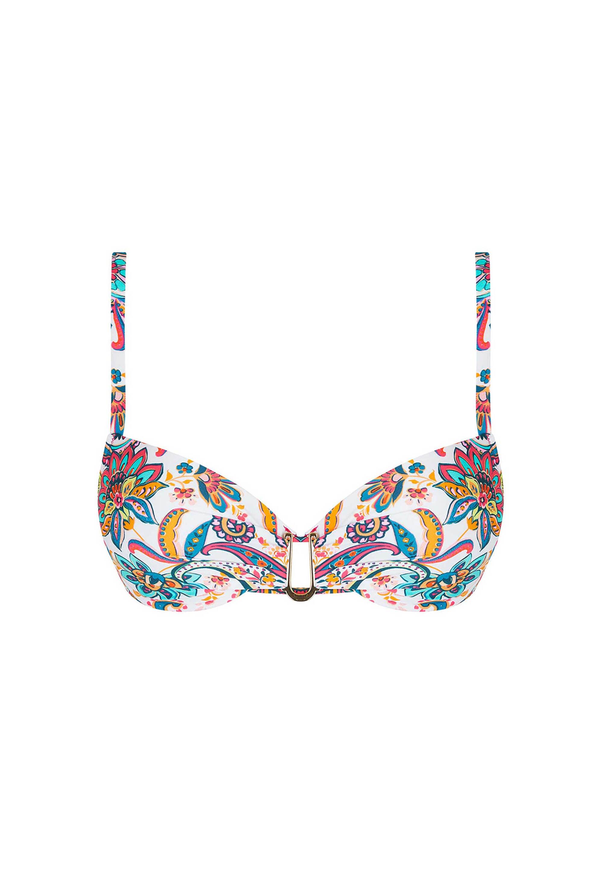 ANTIGEL Antigel γυναικείο μαγιό μπικίνι τοπ με floral print Cup D - EBB4378D Λευκό