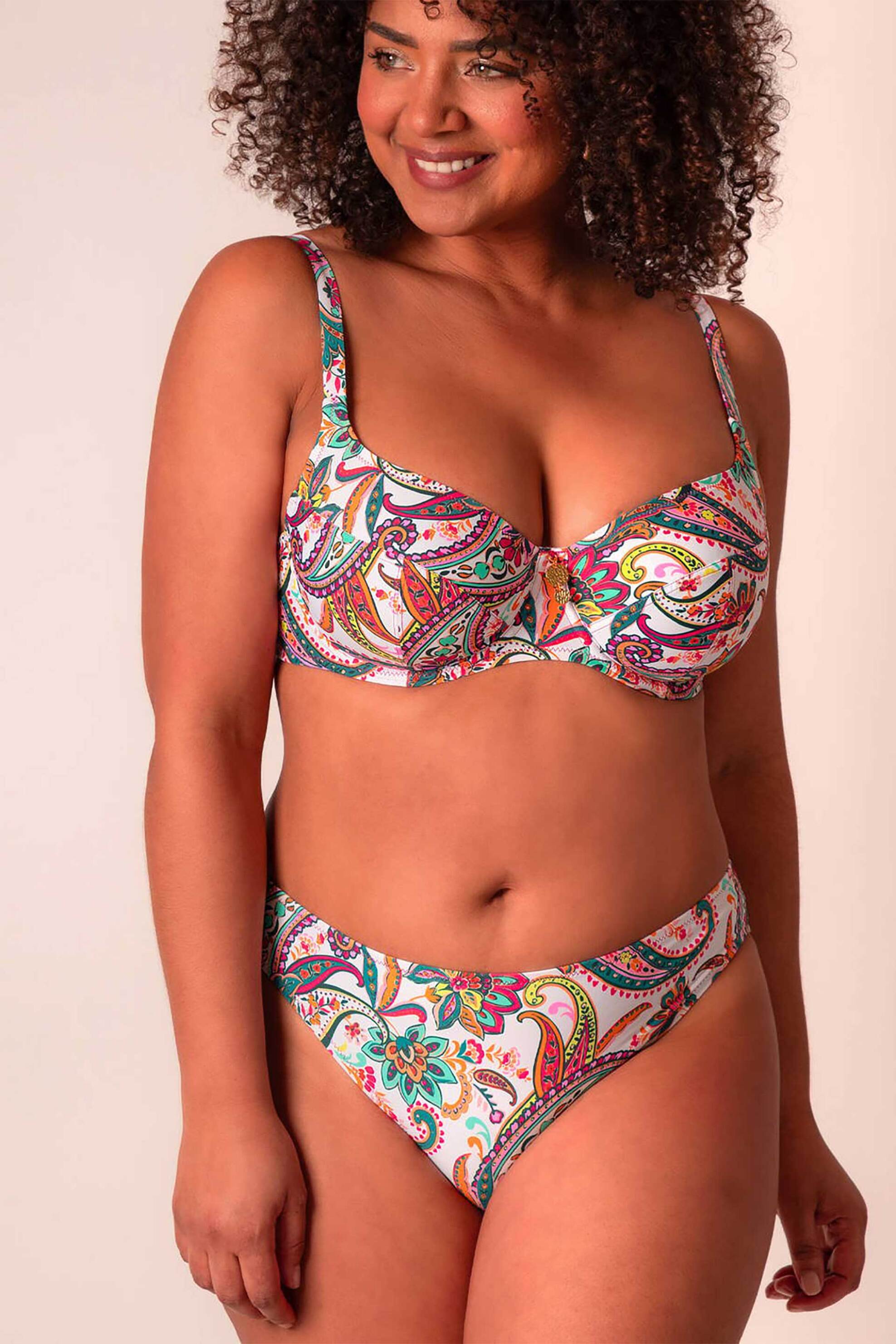 ANTIGEL Antigel γυναικείο μαγιό μπικίνι τοπ με floral print Cup D - FBB3578D Λευκό