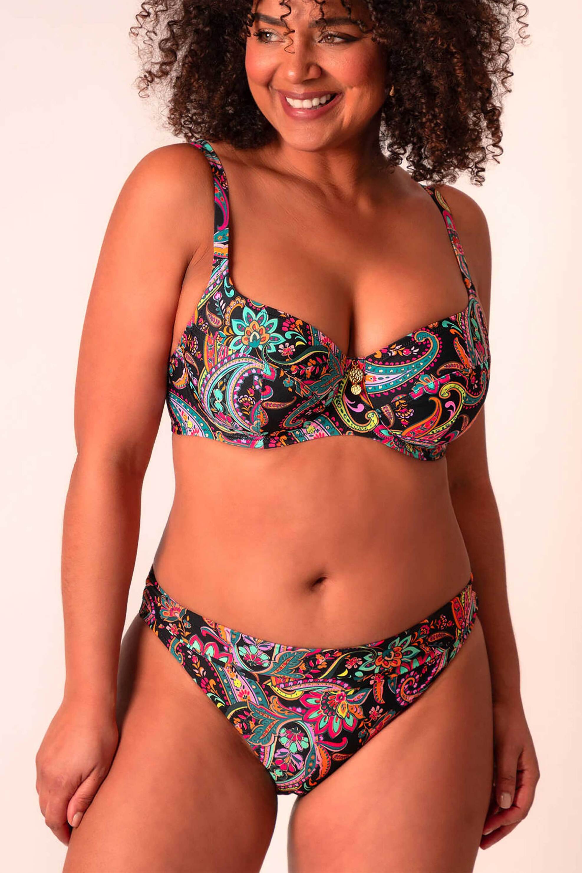 ANTIGEL Antigel γυναικείο μαγιό μπικίνι τοπ με floral print Cup E - FBB3578E Μαύρο