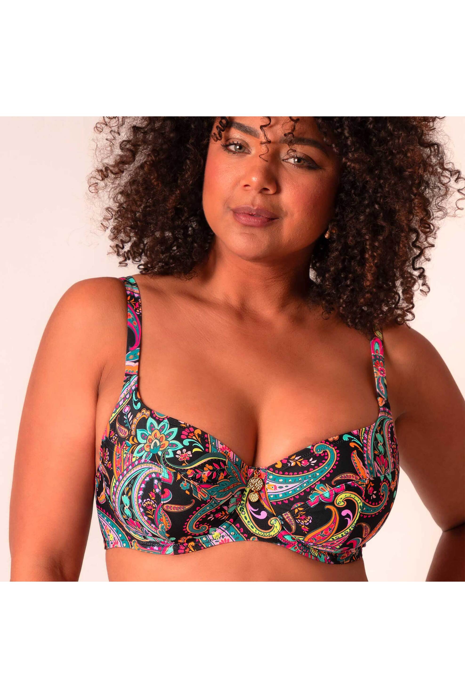 Antigel γυναικείο μαγιό μπικίνι τοπ με floral print Cup E - FBB3578E Μαύρο φωτογραφία