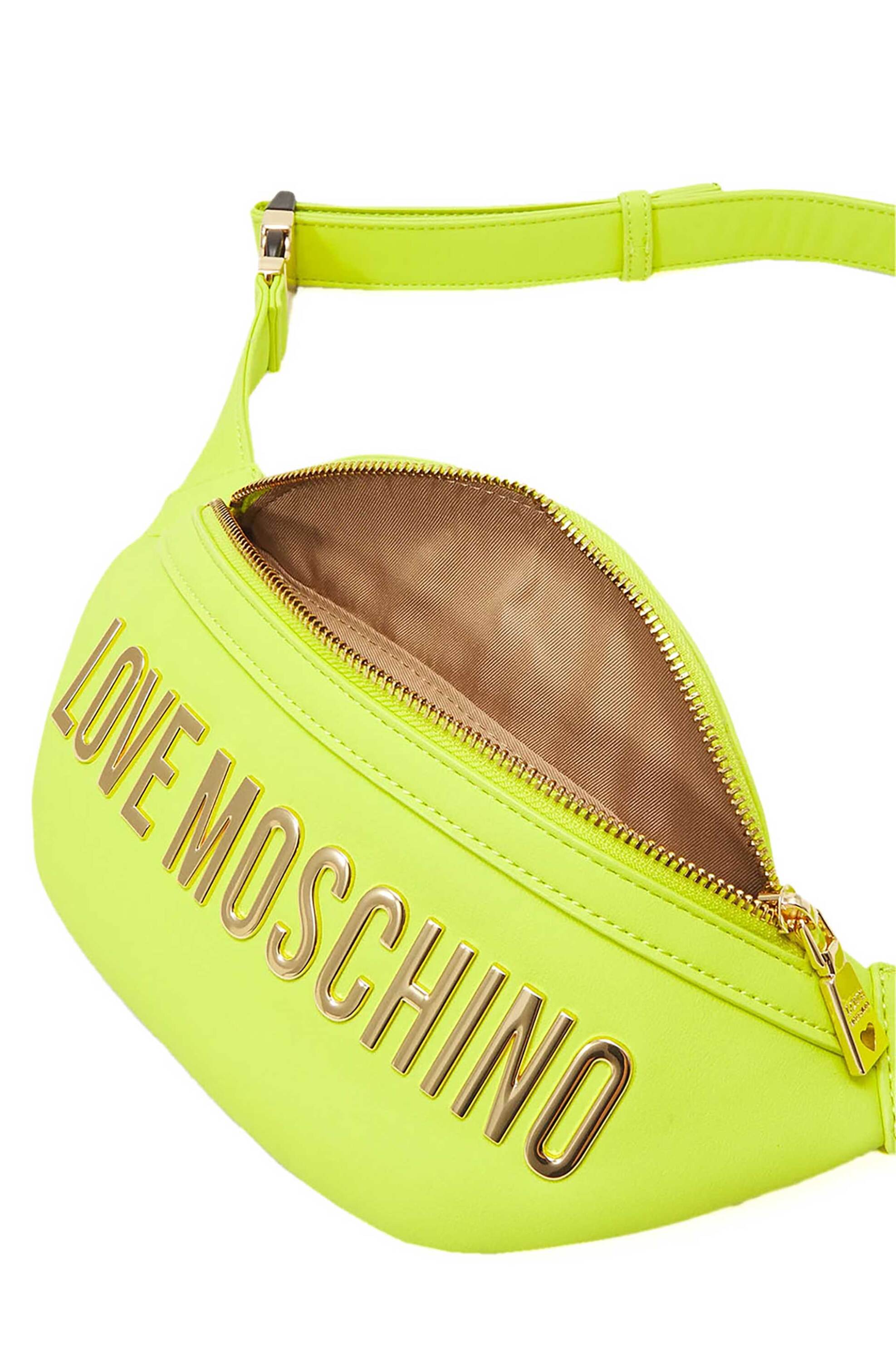 Love Moschino γυναικεία τσάντα μέσης μονόχρωμη με ανάγλυφο λογότυπο "Bold Love" - JC4195PP1IKD0 Πράσινο Lime φωτογραφία