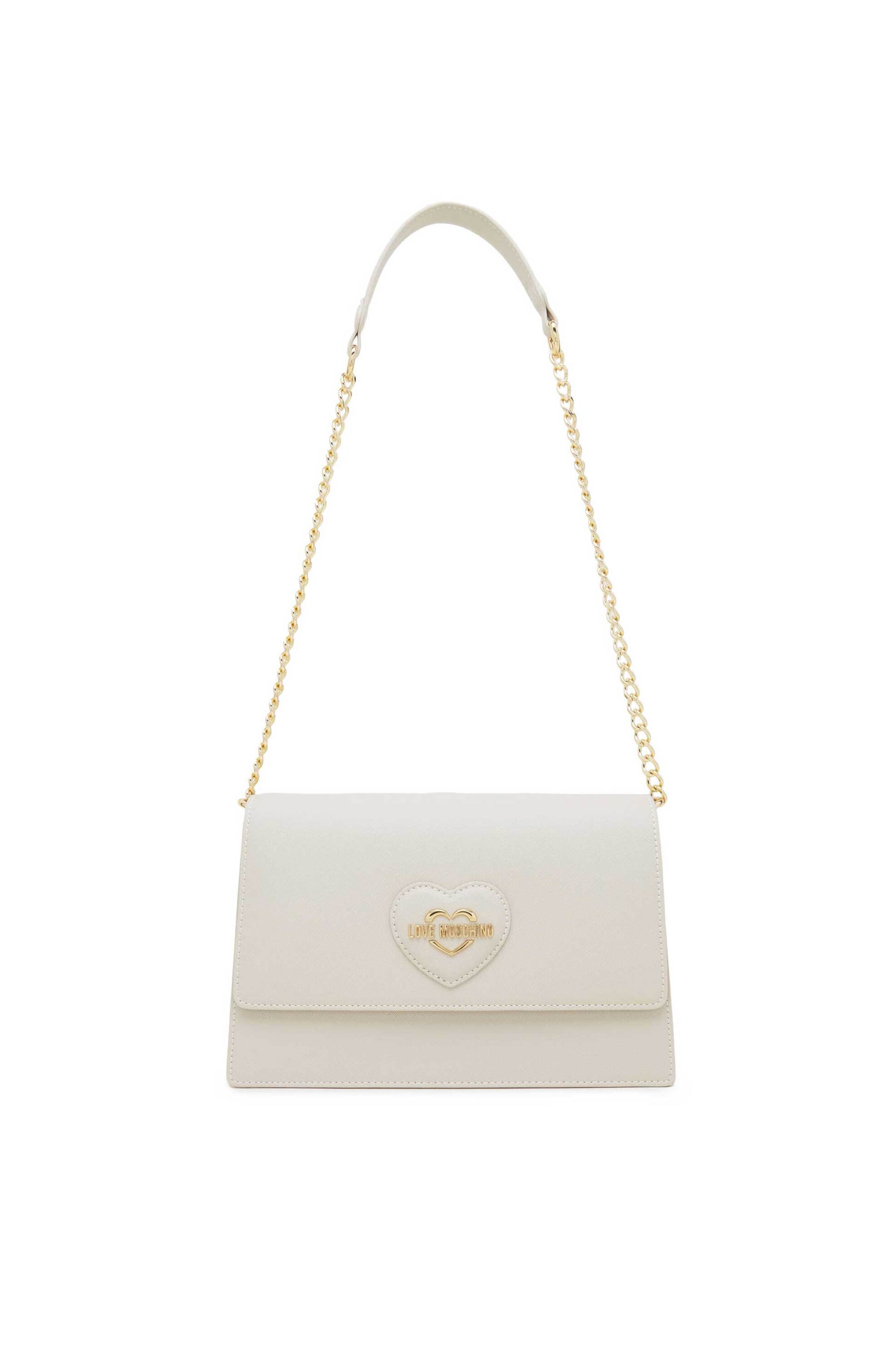 Love Moschino γυναικεία τσάντα ώμου μονόχρωμη με μεταλλικές λεπτομέρειες - JC4260PP0IKL0 Κρέμ