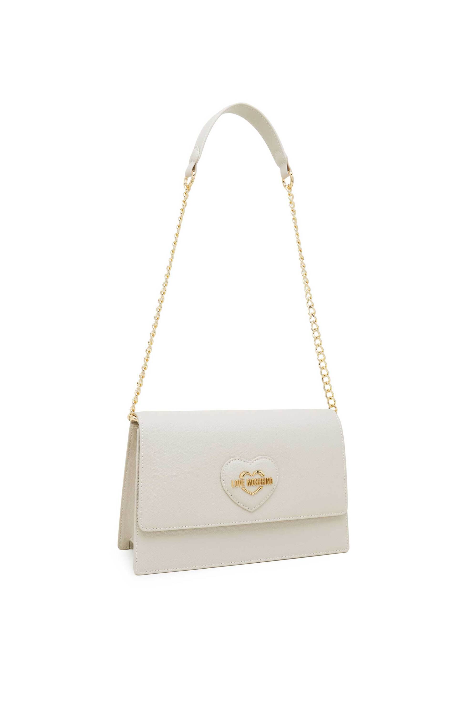 LOVE MOSCHINO Love Moschino γυναικεία τσάντα ώμου μονόχρωμη με μεταλλικές λεπτομέρειες - JC4260PP0IKL0 Κρέμ - 2