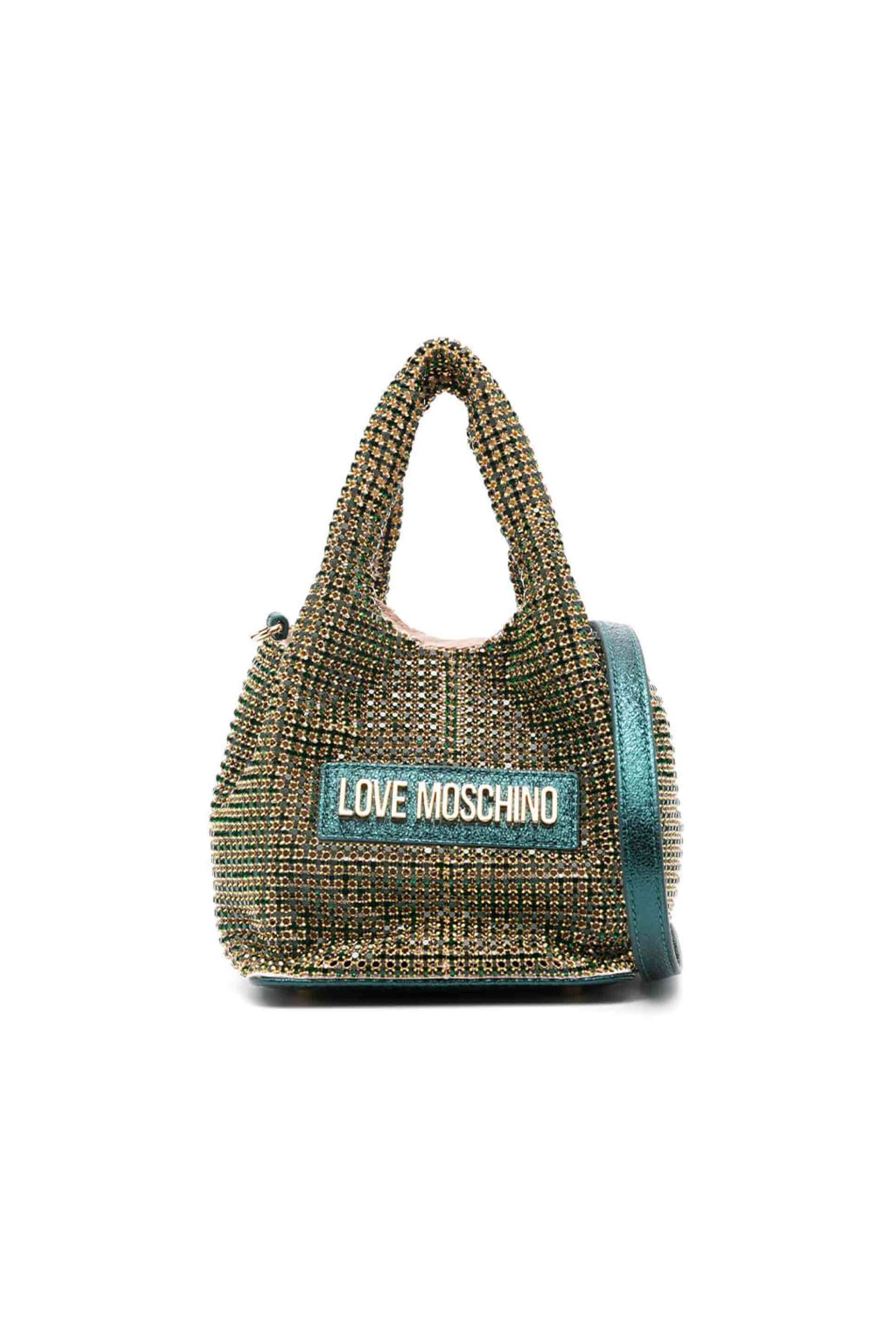 LOVE MOSCHINO Love Moschino γυναικείο mini bag με διακοσμητικές πέτρες και ανάγλυφο μεταλλικό logo - JC4044PP1LLP1 Πράσινο