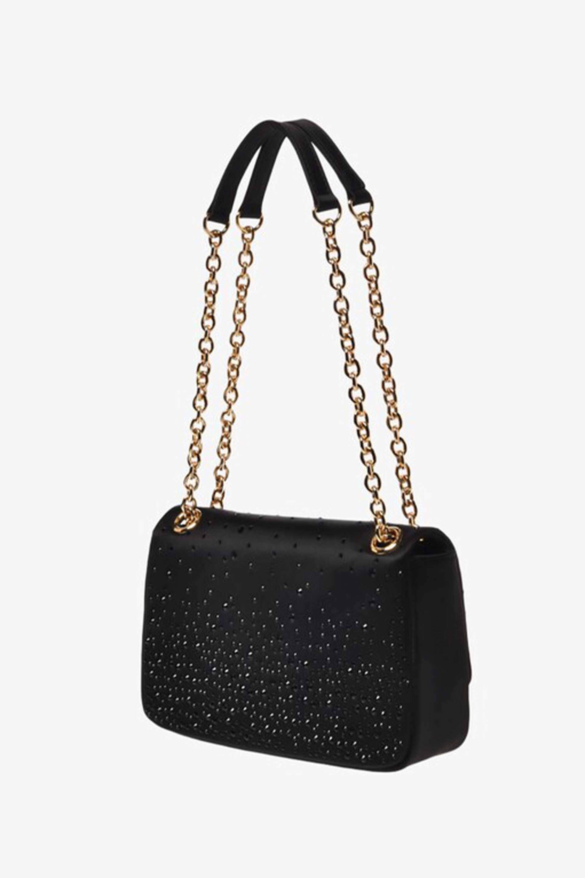 Love Moschino γυναικεία τσάντα ώμου με σχέδιο με στρας και μεταλλικό λογότυπο - JC4071PP1LLC1 Μαύρο φωτογραφία