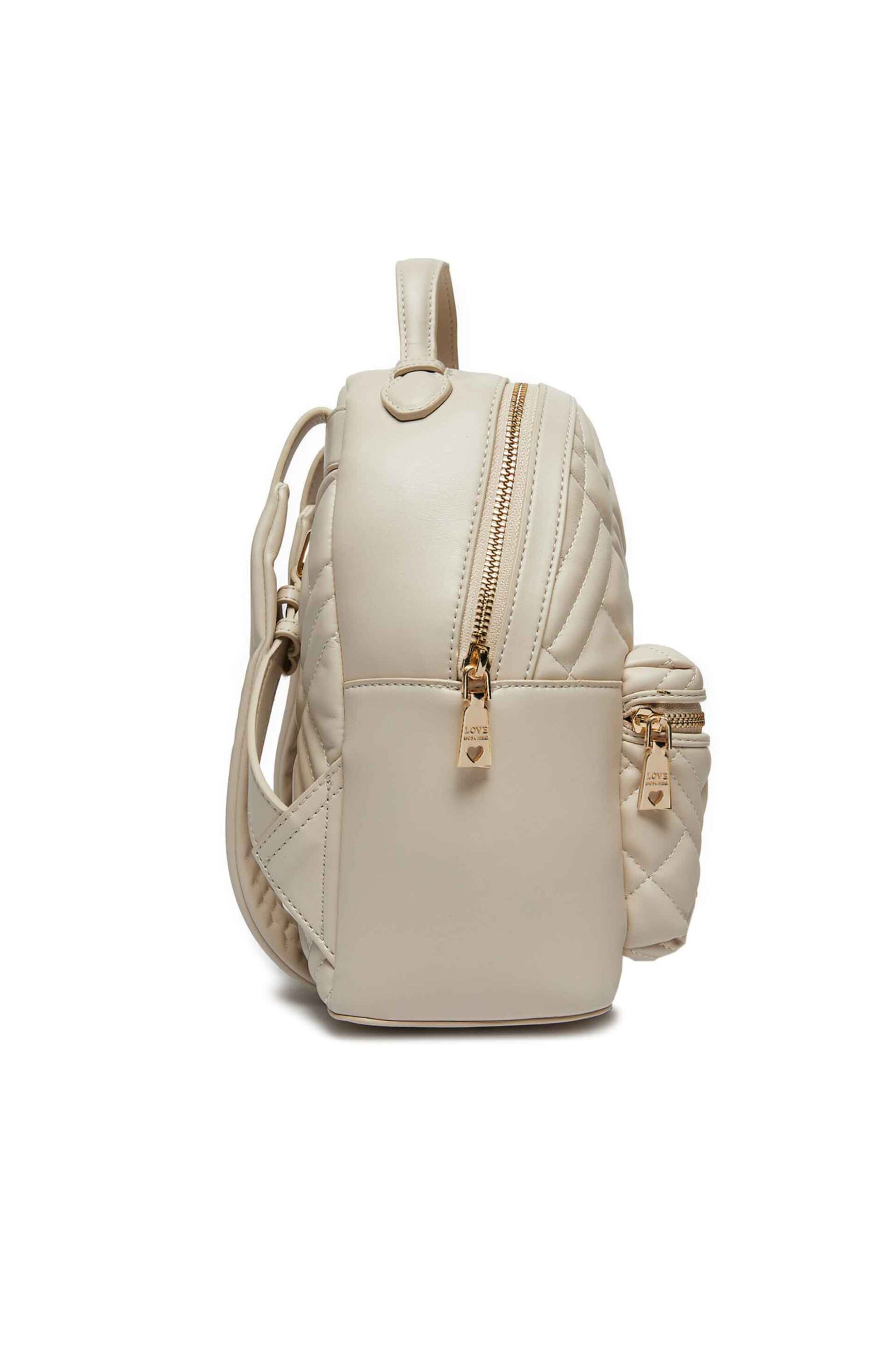 Love Moschino γυναικείο backpack με καπιτονέ σχέδιο και μεταλλικό λογότυπο - JC4148PP1LLA0 Εκρού φωτογραφία