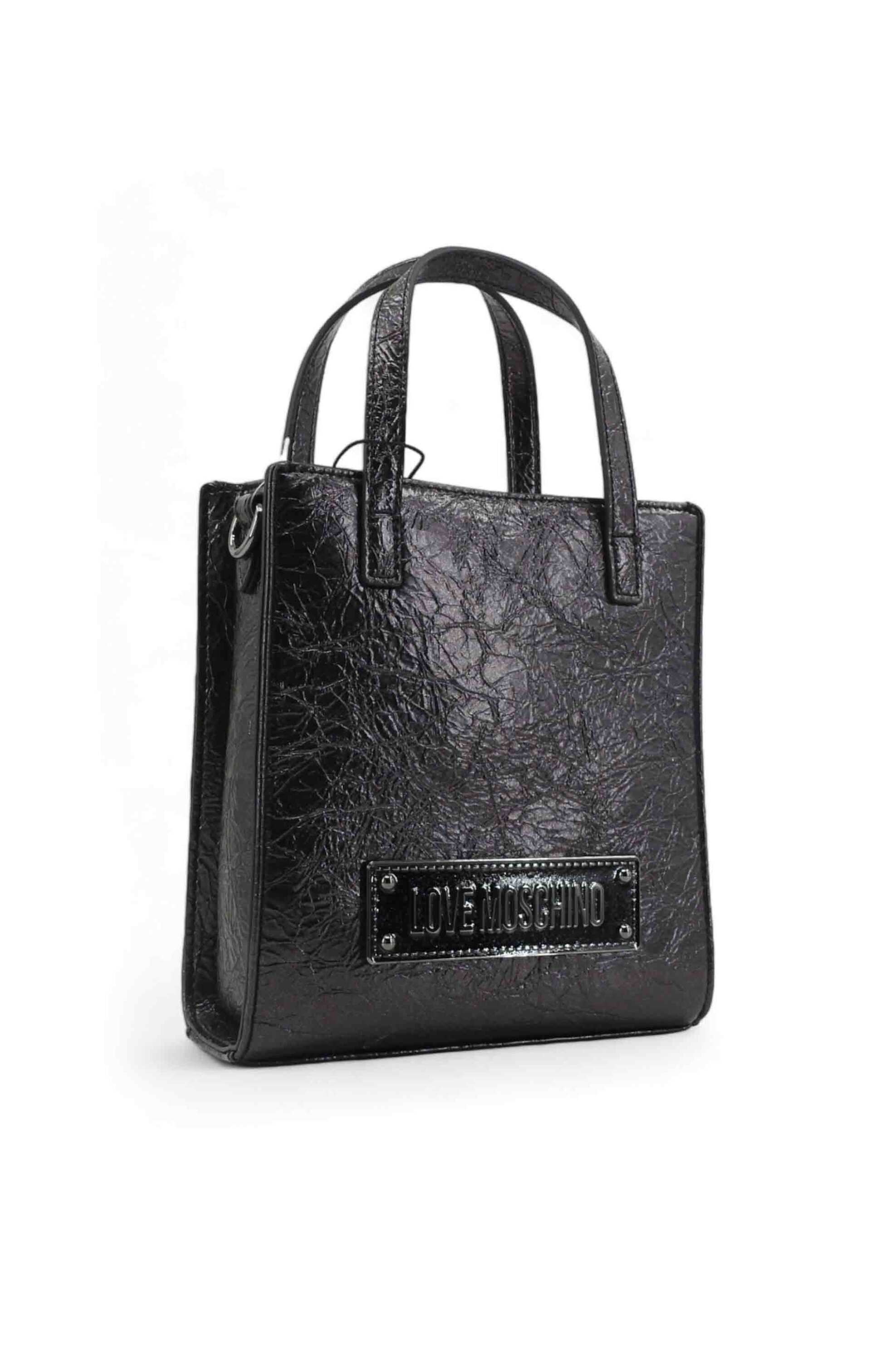 Love Moschino γυναικείο mini bag με crinkle effect και logo patch - JC4173PP1LLU0 Μαύρο φωτογραφία