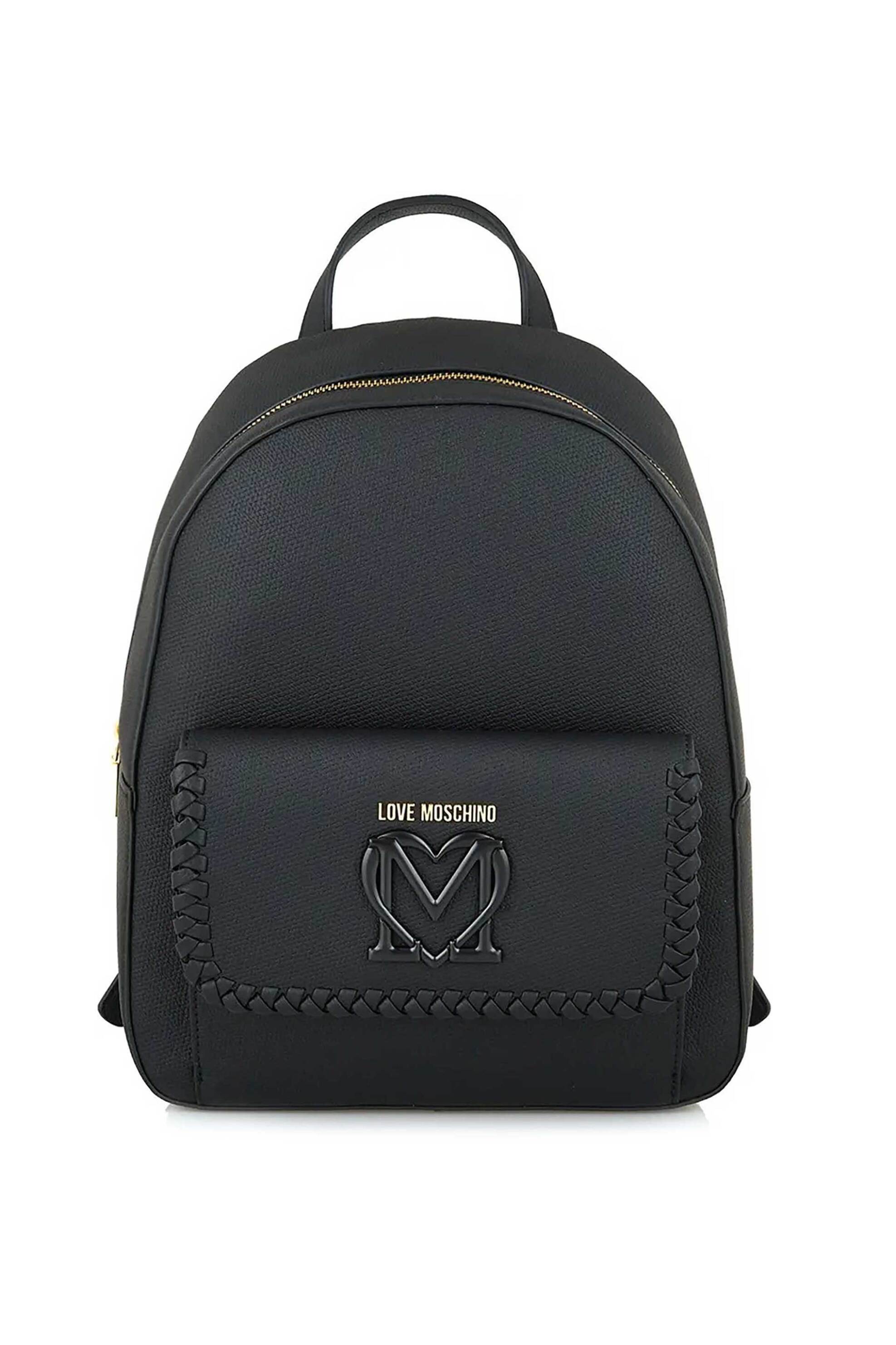 LOVE MOSCHINO Love Moschino γυναικείο backpack με πλεκτή λεπτομέρεια και μεταλλικό λογότυπο - JC4129PP1MLJ0 Μαύρο