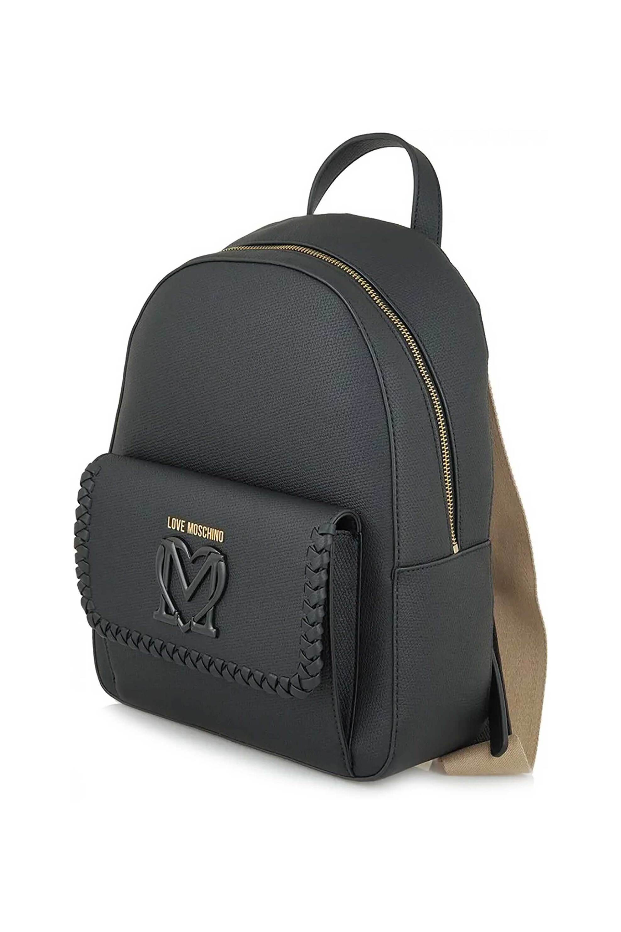 Love Moschino γυναικείο backpack με πλεκτή λεπτομέρεια και μεταλλικό λογότυπο - JC4129PP1MLJ0 Μαύρο φωτογραφία