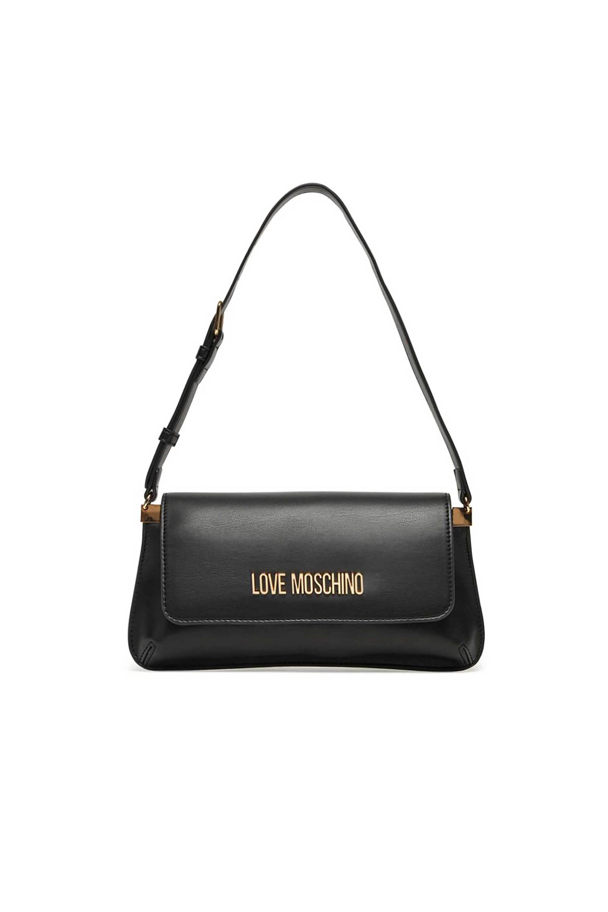 Love Moschino γυναικεία τσάντα ώμου με μεταλλικό λογότυπο - JC4058PP1NLO0 Μαύρο