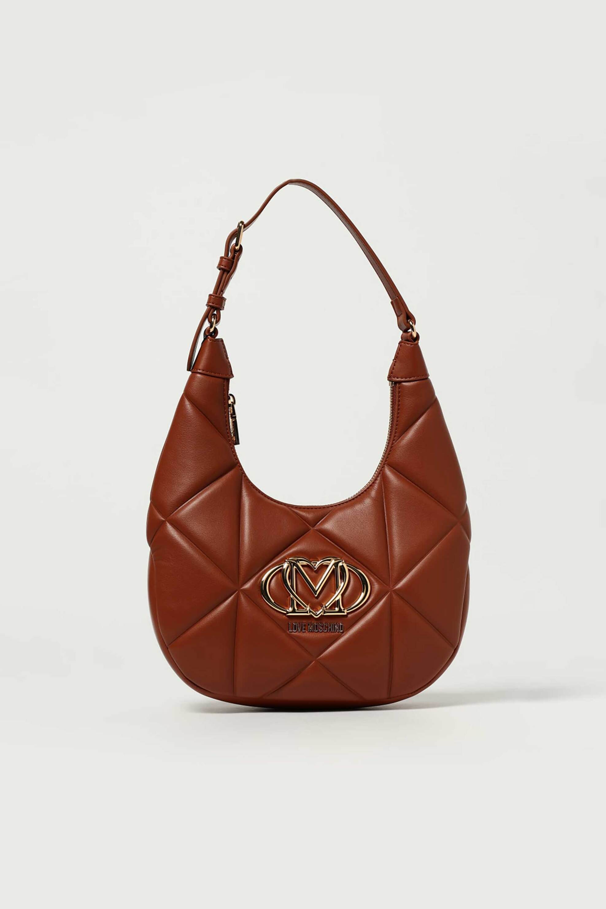 Love Moschino γυναικεία τσάντα ώμου hobo καπιτονέ με μεταλλικό λογότυπο - JC4082PP1NLC0 Ταμπά