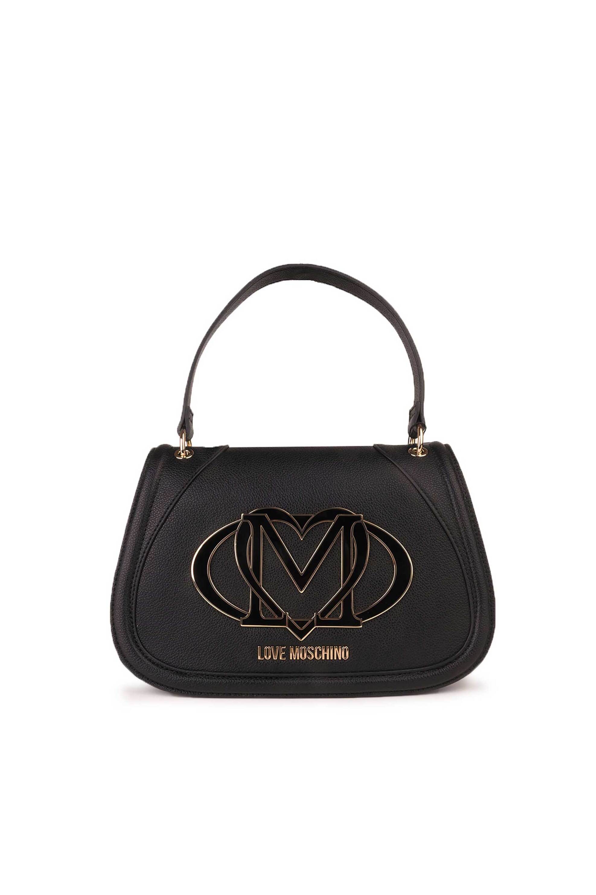 Love Moschino γυναικεία τσάντα χειρός με μεταλλικό λογότυπο - JC4004PP1NLG0 Μαύρο