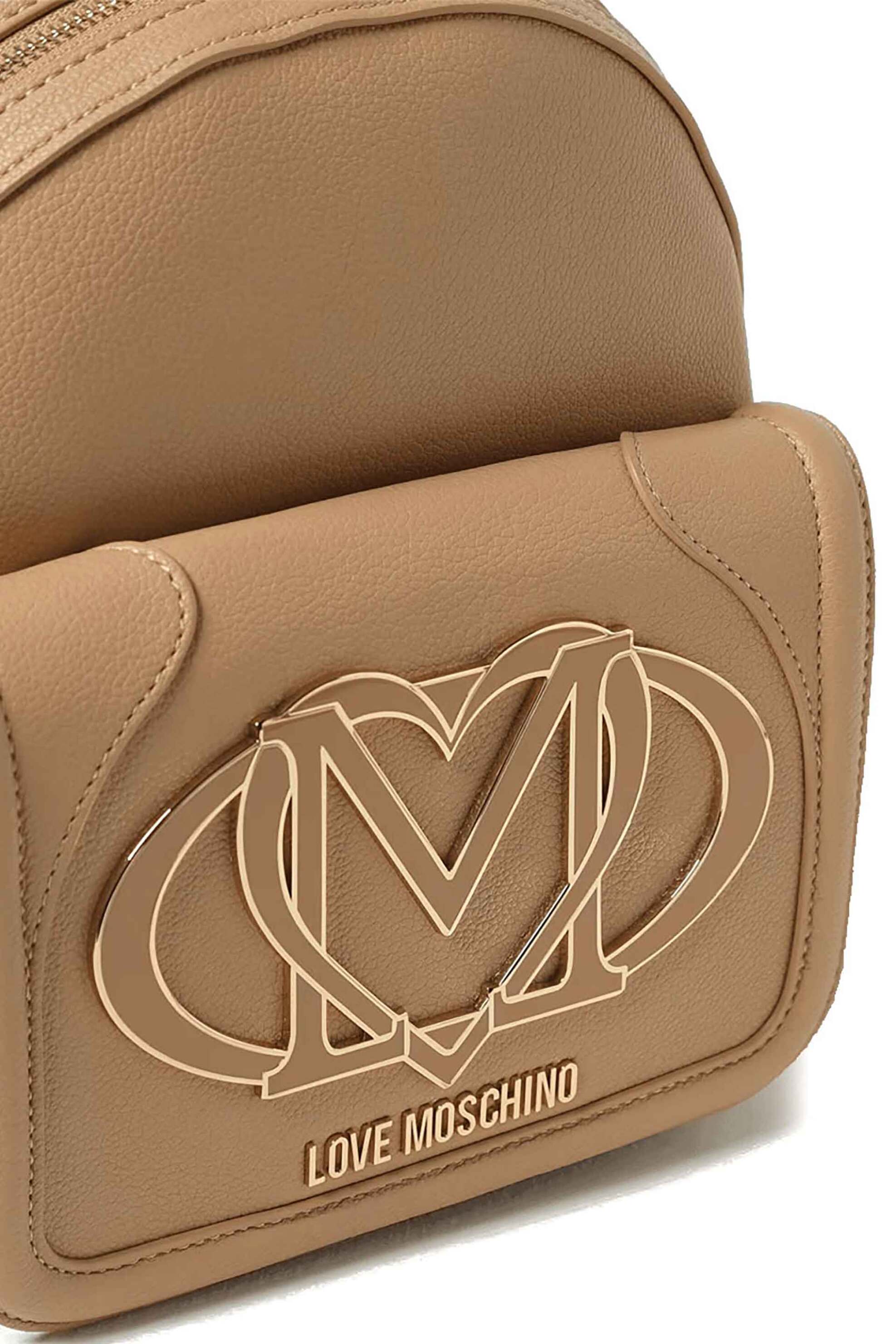 Love Moschino γυναικείo backpack με μεταλλικό λογότυπο - JC4008PP1NLG0 Μπεζ φωτογραφία