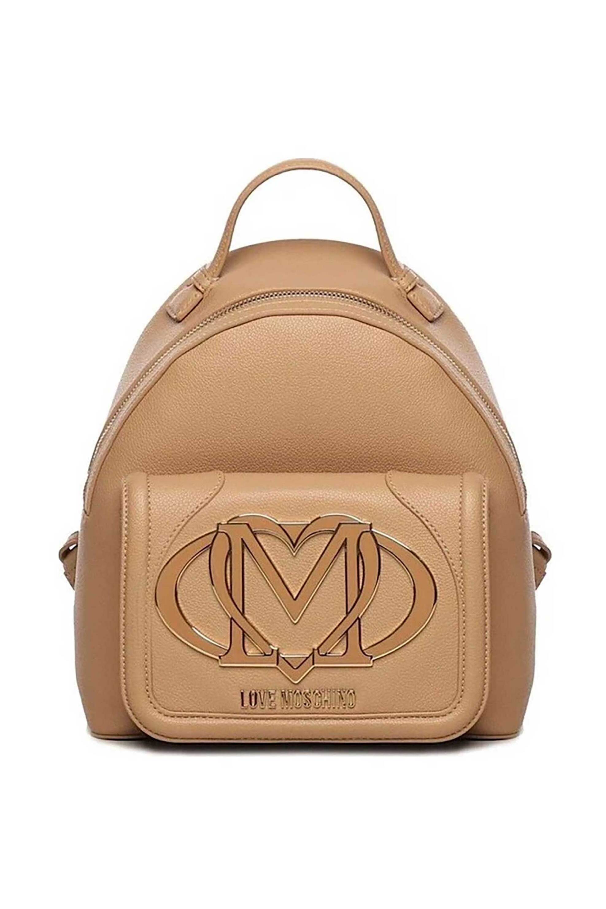 Love Moschino γυναικείo backpack με μεταλλικό λογότυπο - JC4008PP1NLG0 Καμηλό