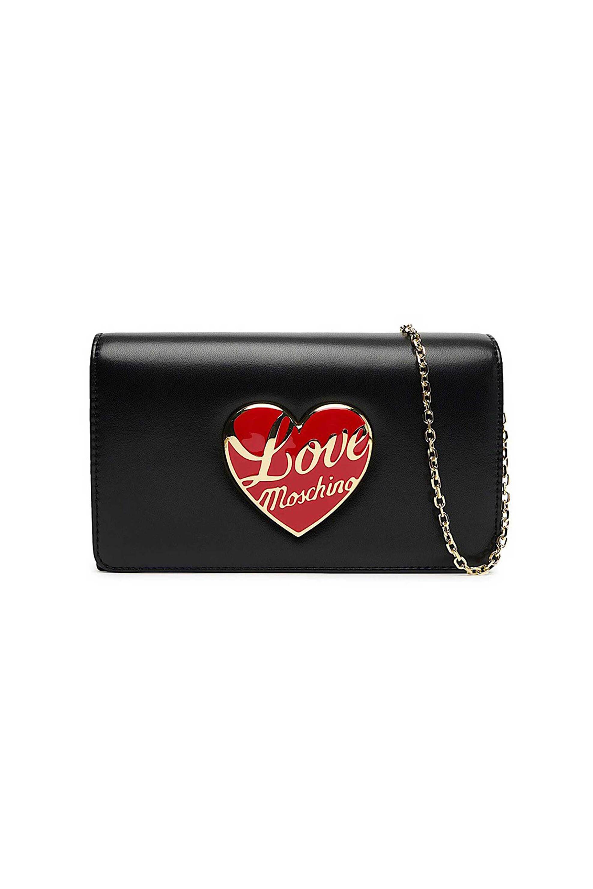 Love Moschino γυναικείo τσαντάκι ώμου με μεταλλική καρδιά - JC4186PP1NLP0 Μαύρο