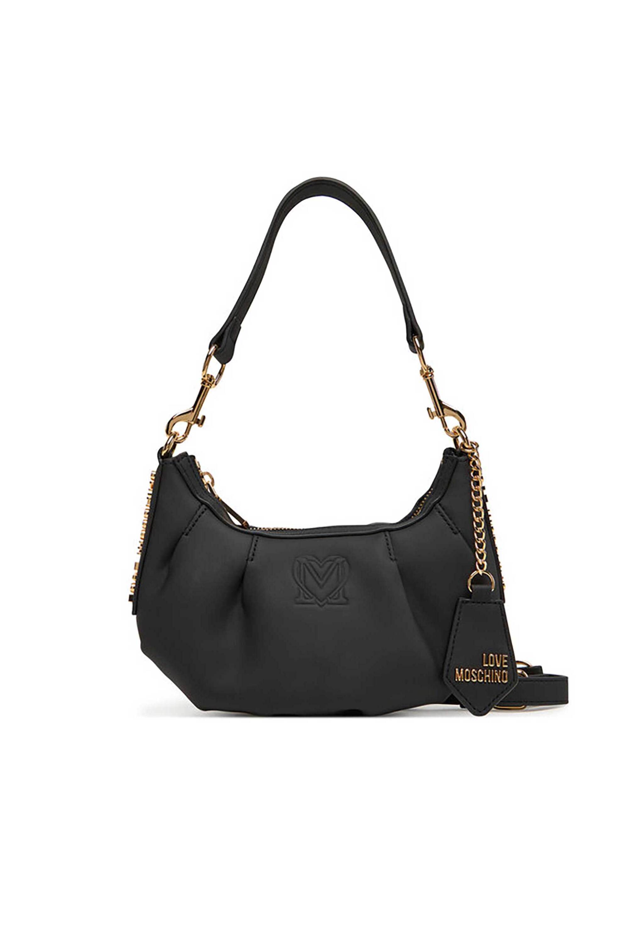 Love Moschino γυναικεία τσάντα ώμου με μεταλλικό λογότυπο - JC4293PP1NL15 Μαύρο