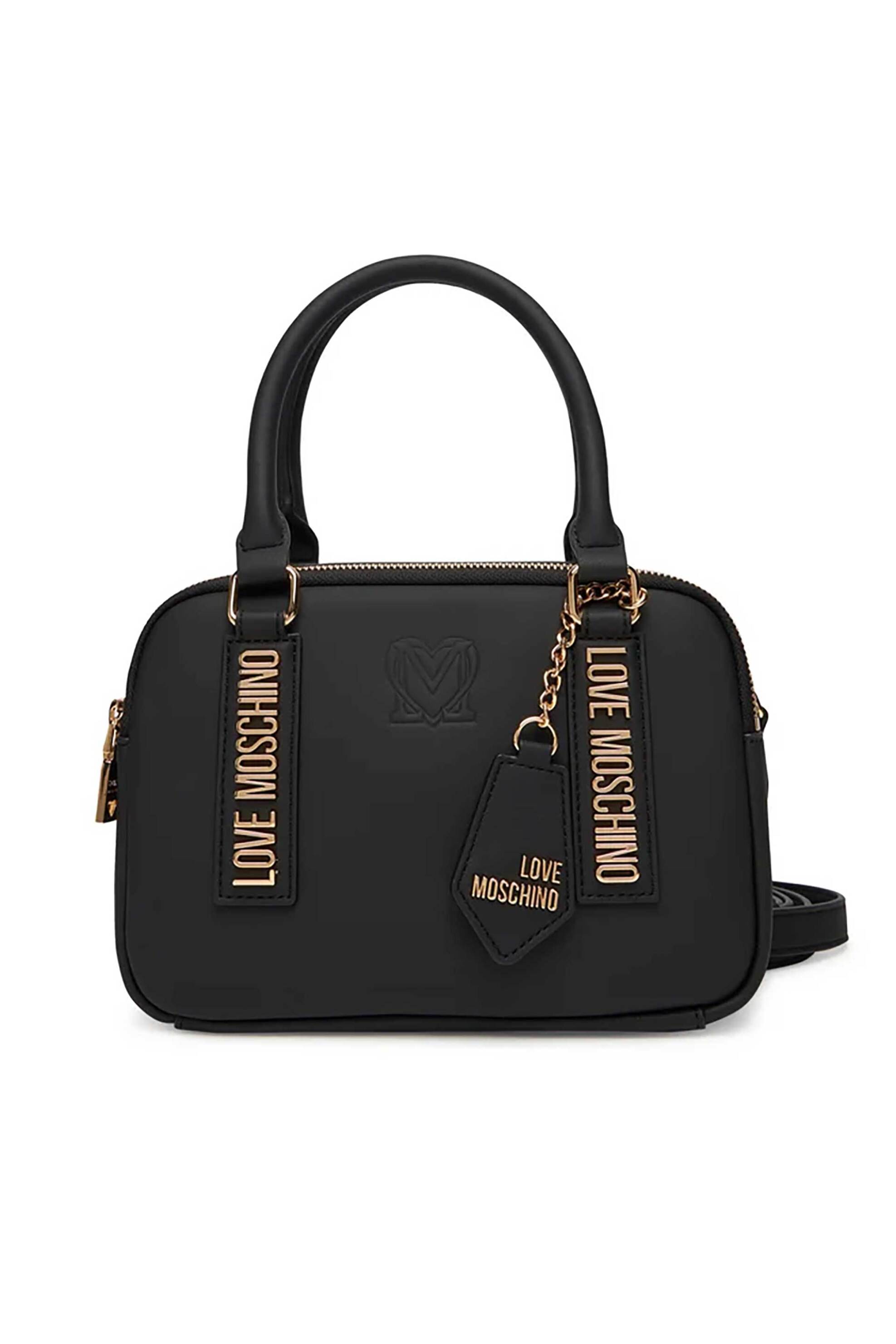 LOVE MOSCHINO Love Moschino γυναικεία τσάντα χειρός με μεταλλικό λογότυπο - JC4295PP1NL15 Μαύρο