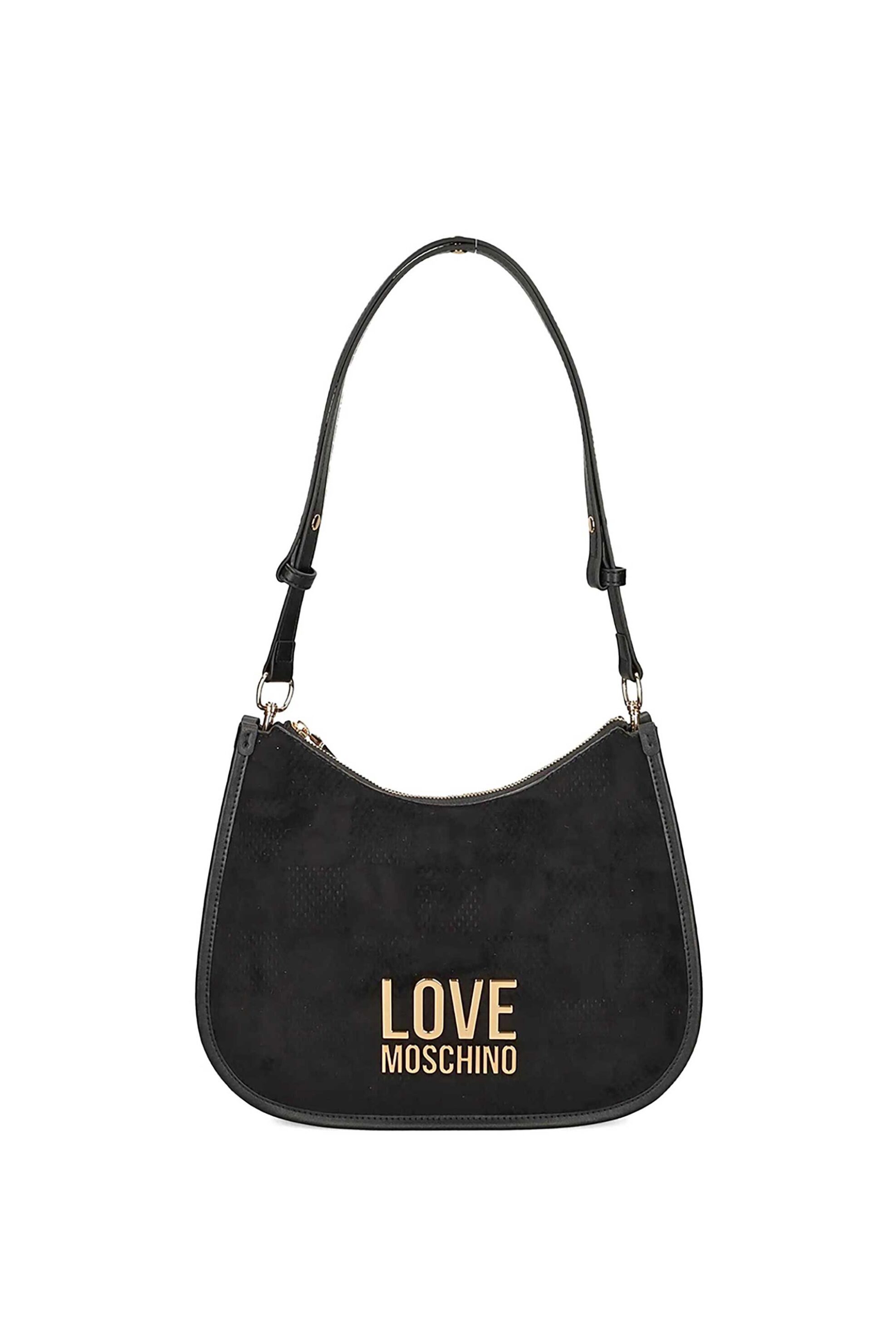 Love Moschino γυναικεία τσάντα ώμου με χρυσό μεταλλικό λογότυπο - JC4126PP0NKB1 Μαύρο