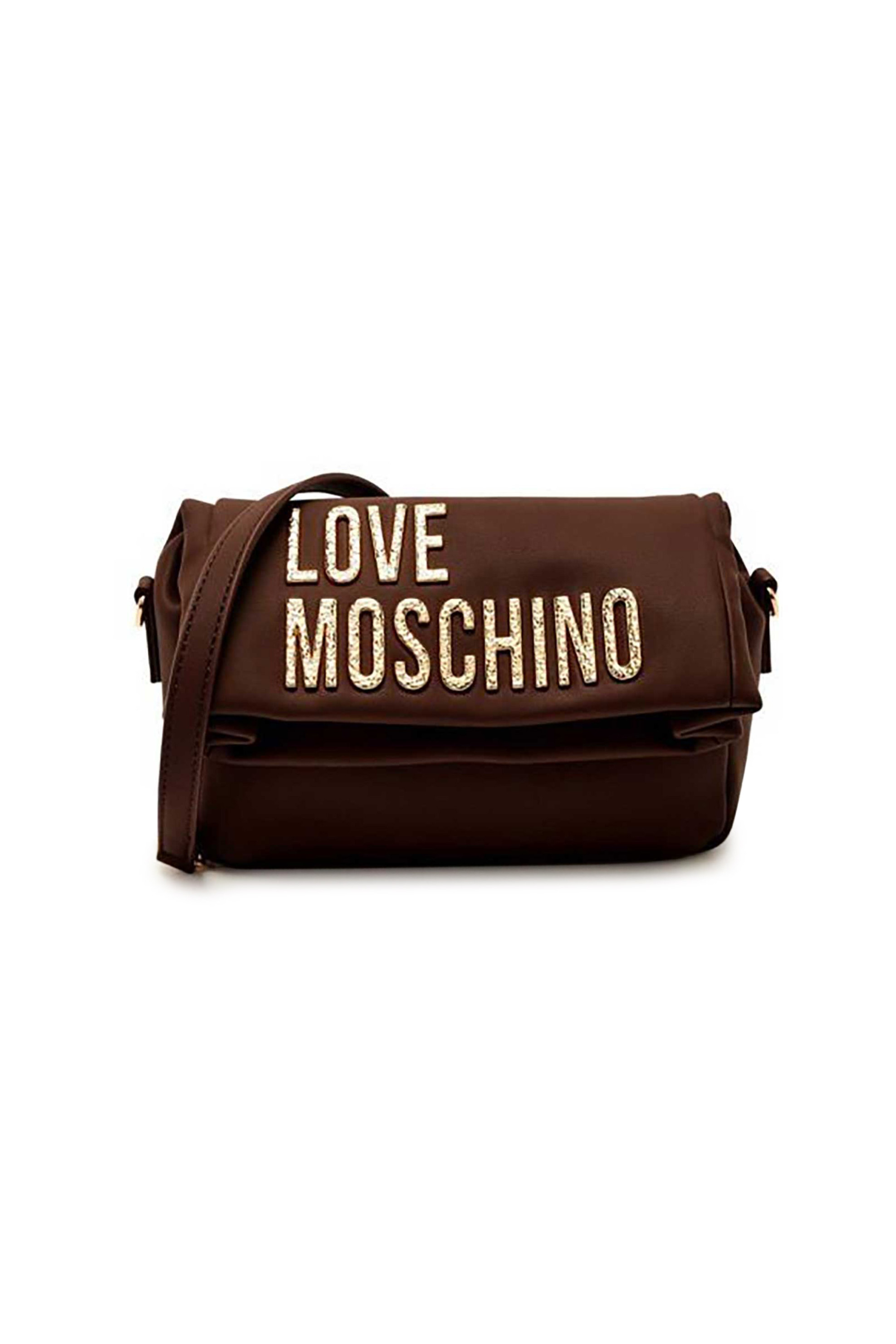 Love Moschino γυναικεία τσάντα ώμου με μεταλλικό λογότυπο - JC4307PP0NKD0 Καφέ
