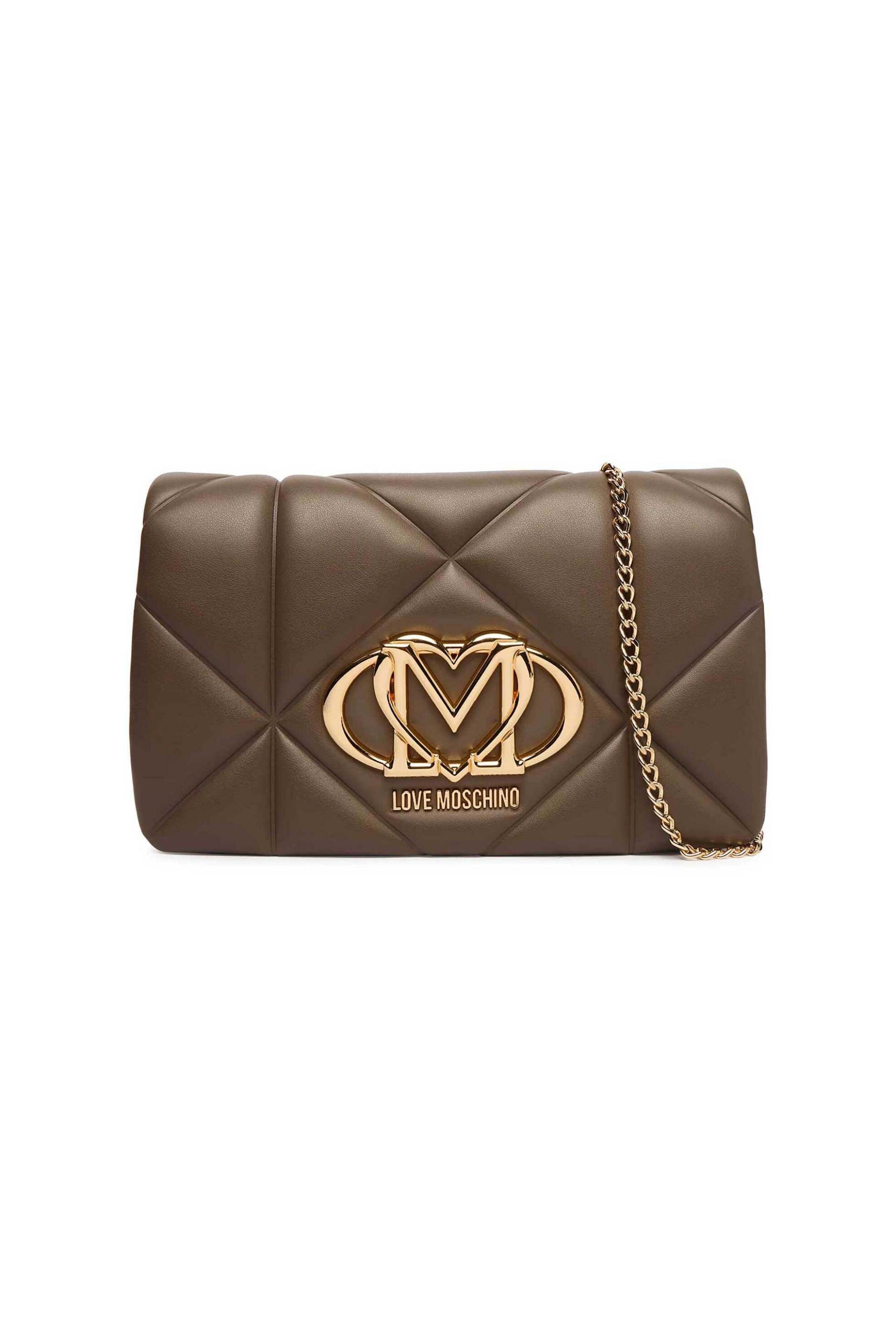 LOVE MOSCHINO Love Moschino γυναικεία τσάντα ώμου/crossbosy με μεταλλικό λογότυπο - JC4043PP1OLC0 Taupe