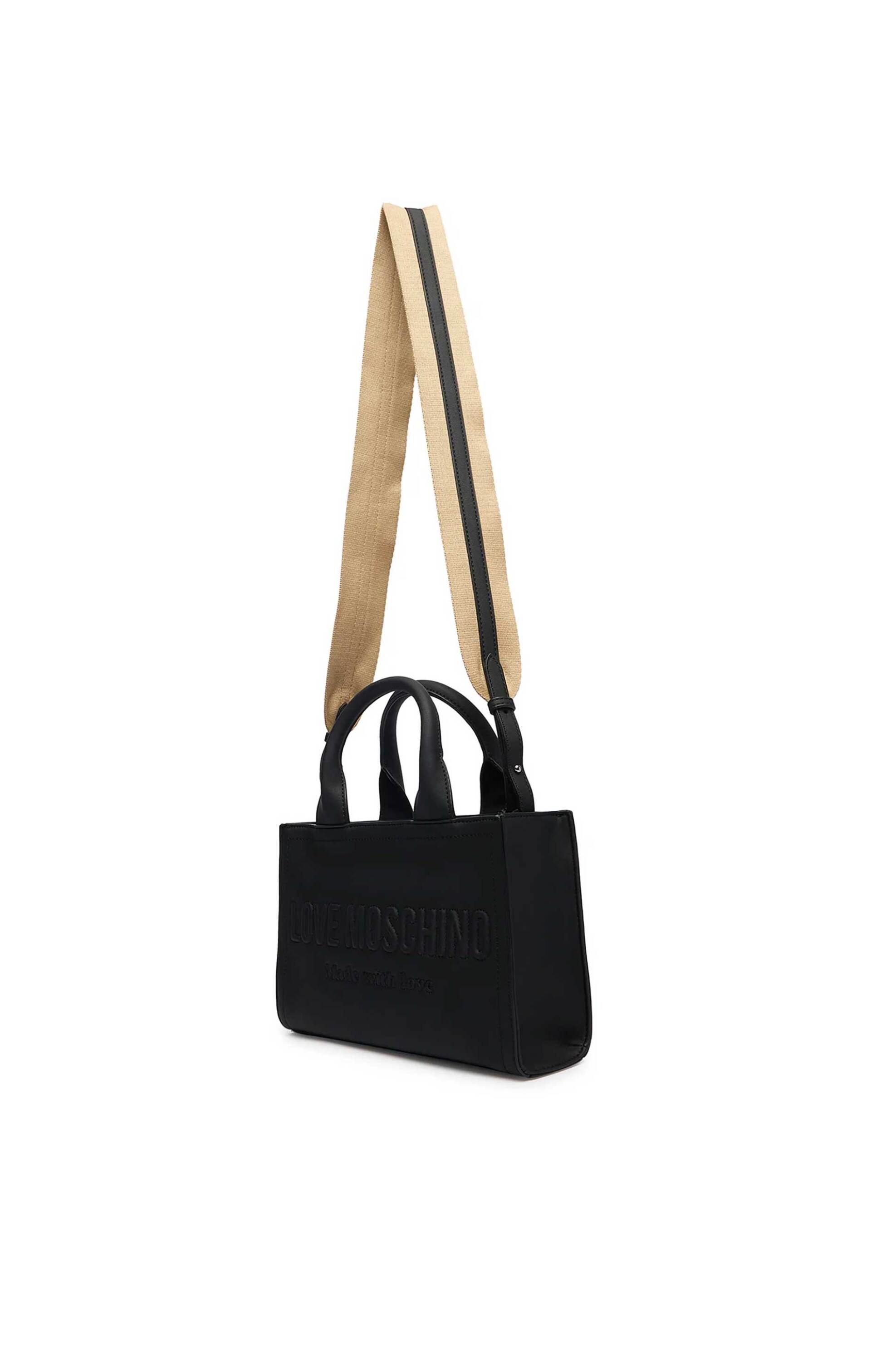 LOVE MOSCHINO Love Moschino γυναικεία τσάντα χειρός με ανάγλυφο λογότυπο - JC4044PP1OLE0 Μαύρο - 3