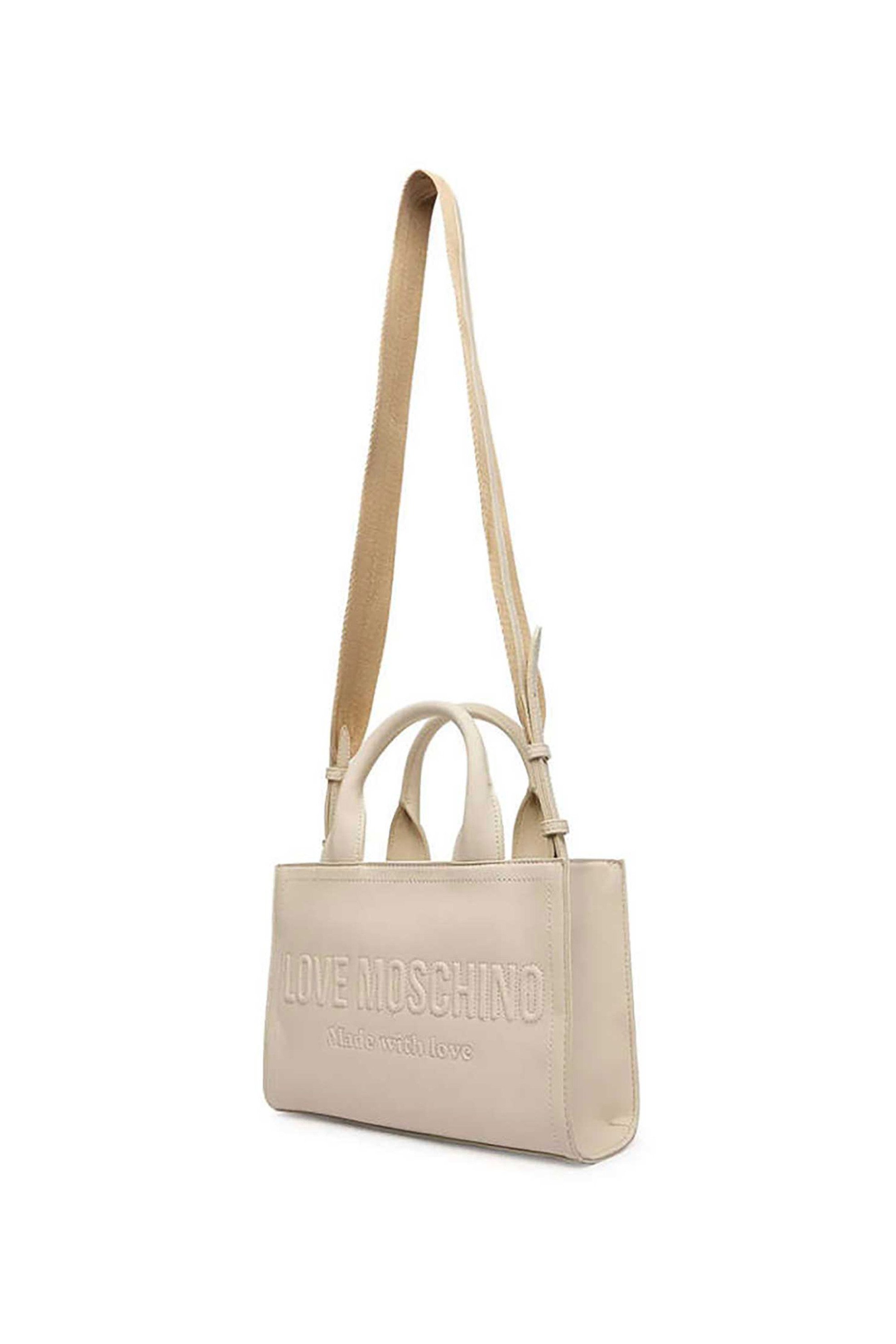 LOVE MOSCHINO Love Moschino γυναικεία τσάντα χειρός με ανάγλυφο λογότυπο - JC4044PP1OLE0 Εκρού - 2