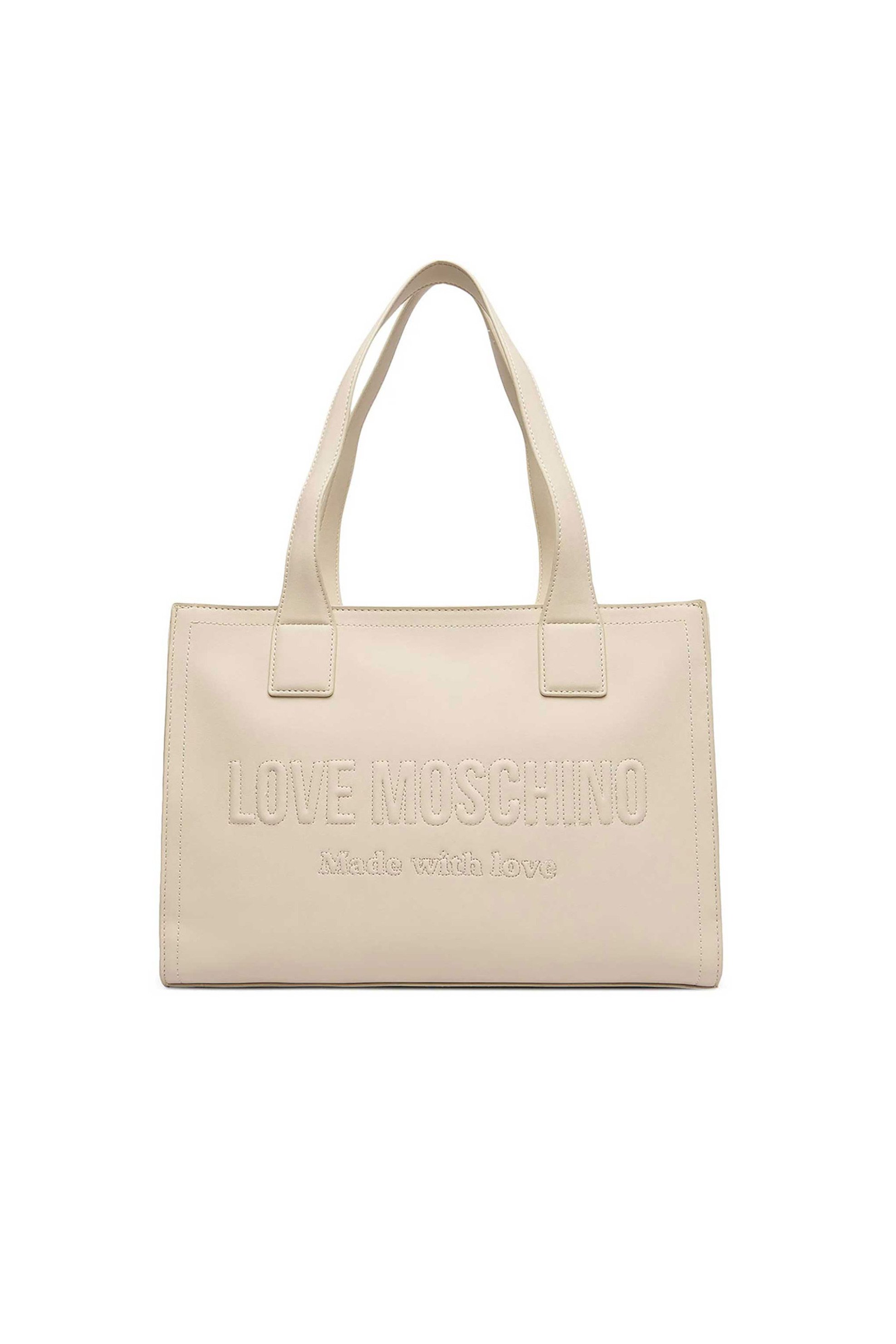 Love Moschino γυναικεία τσάντα ώμου με ανάγλυφο λογότυπο - JC4045PP1OLE0 Εκρού