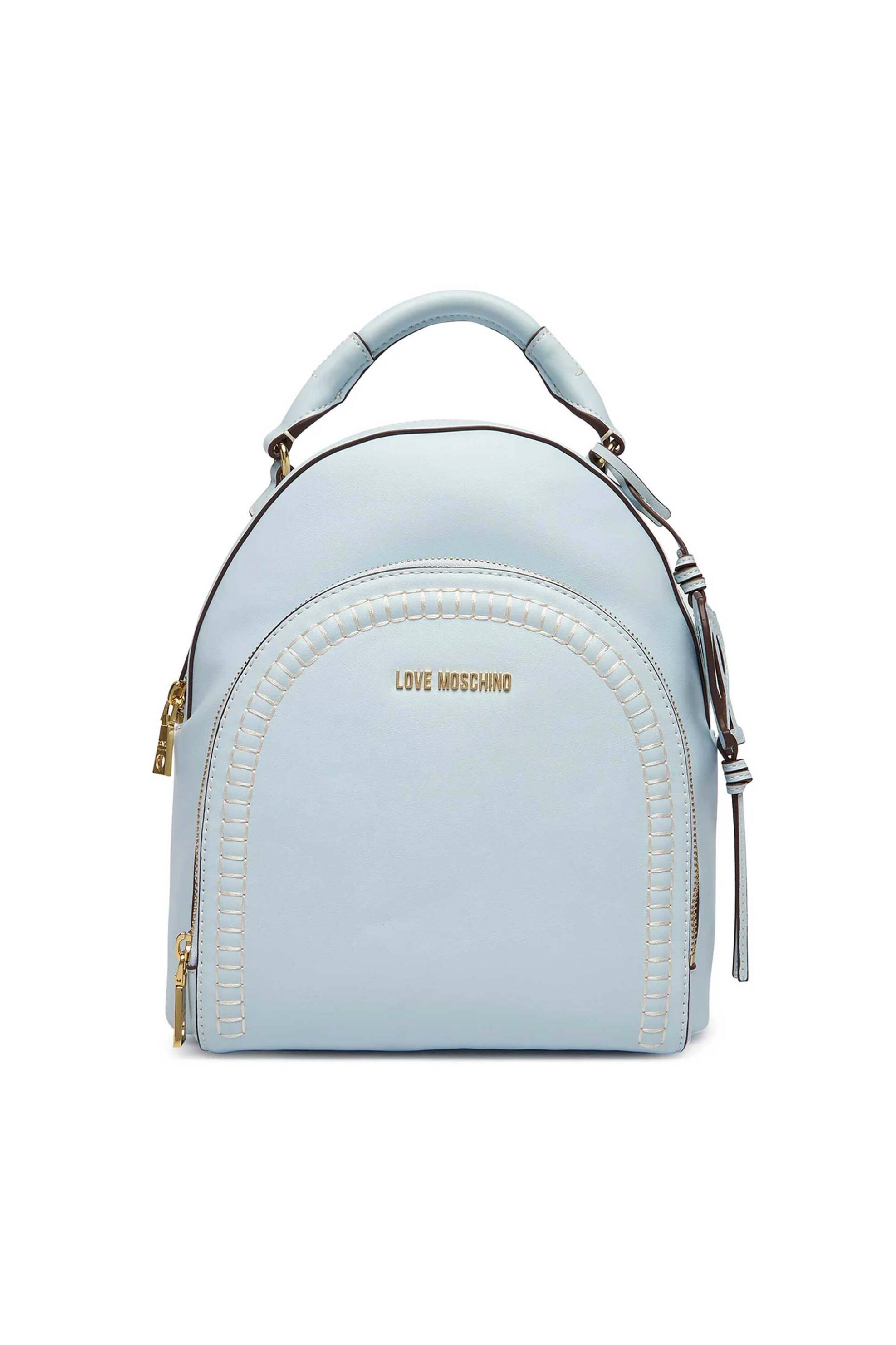 Love Moschino γυναικείo backpack μονόχρωμο με μεταλλικό λογότυπο - JC4094PP1OLI0 Γαλάζιο