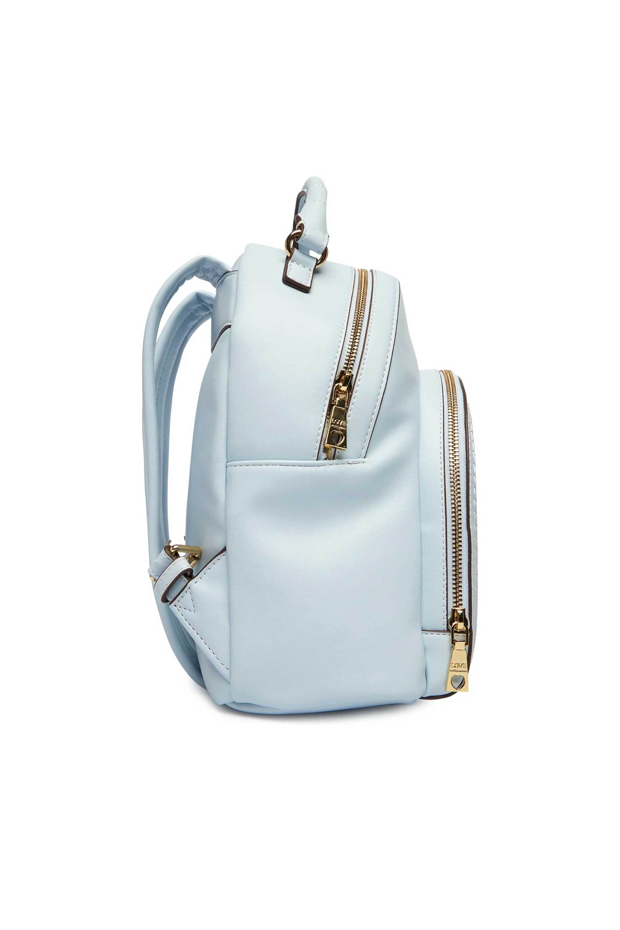 Love Moschino γυναικείo backpack μονόχρωμο με μεταλλικό λογότυπο - JC4094PP1OLI0 Γαλάζιο φωτογραφία