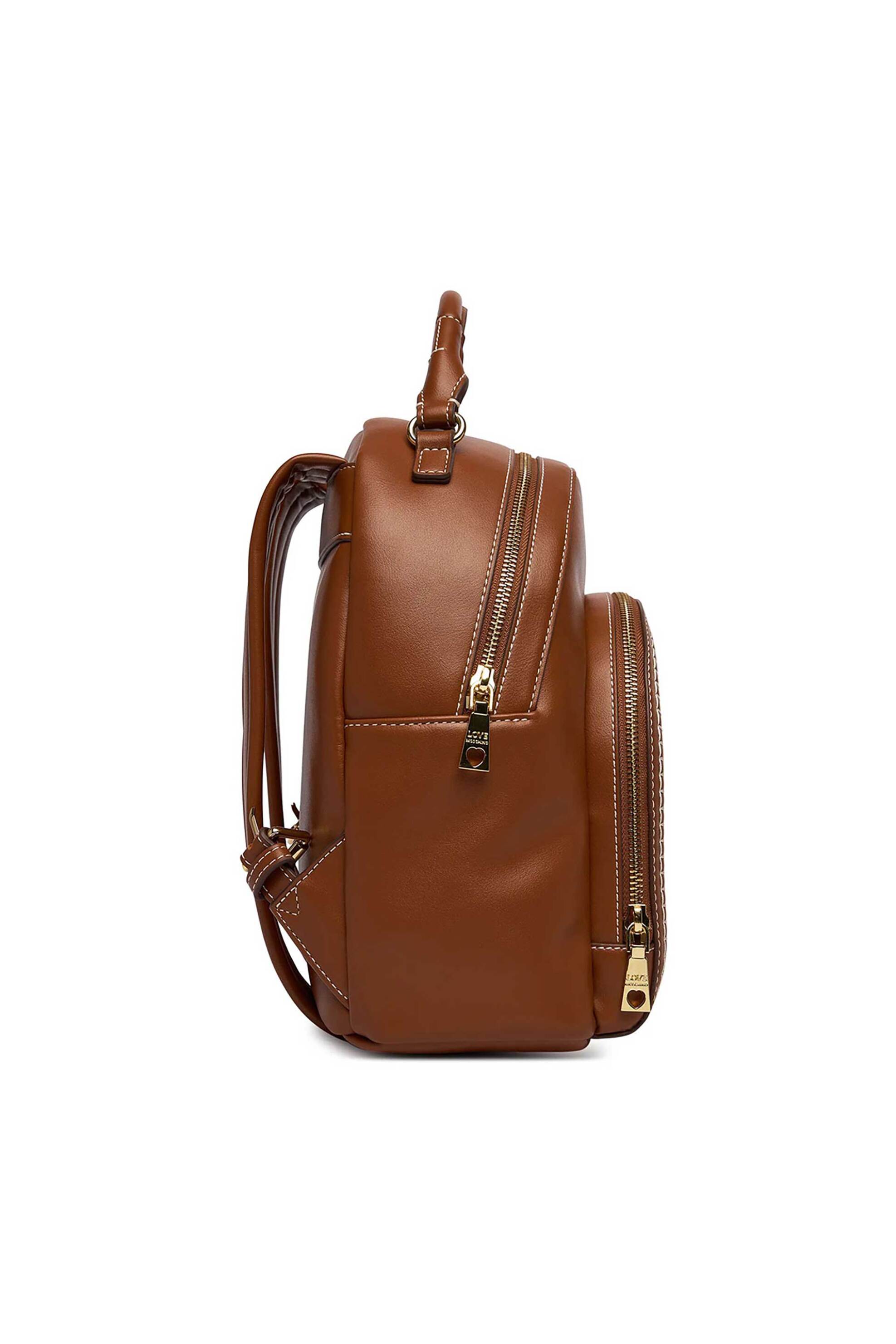 Love Moschino γυναικείo backpack μονόχρωμο με μεταλλικό λογότυπο - JC4094PP1OLI0 Καμηλό φωτογραφία