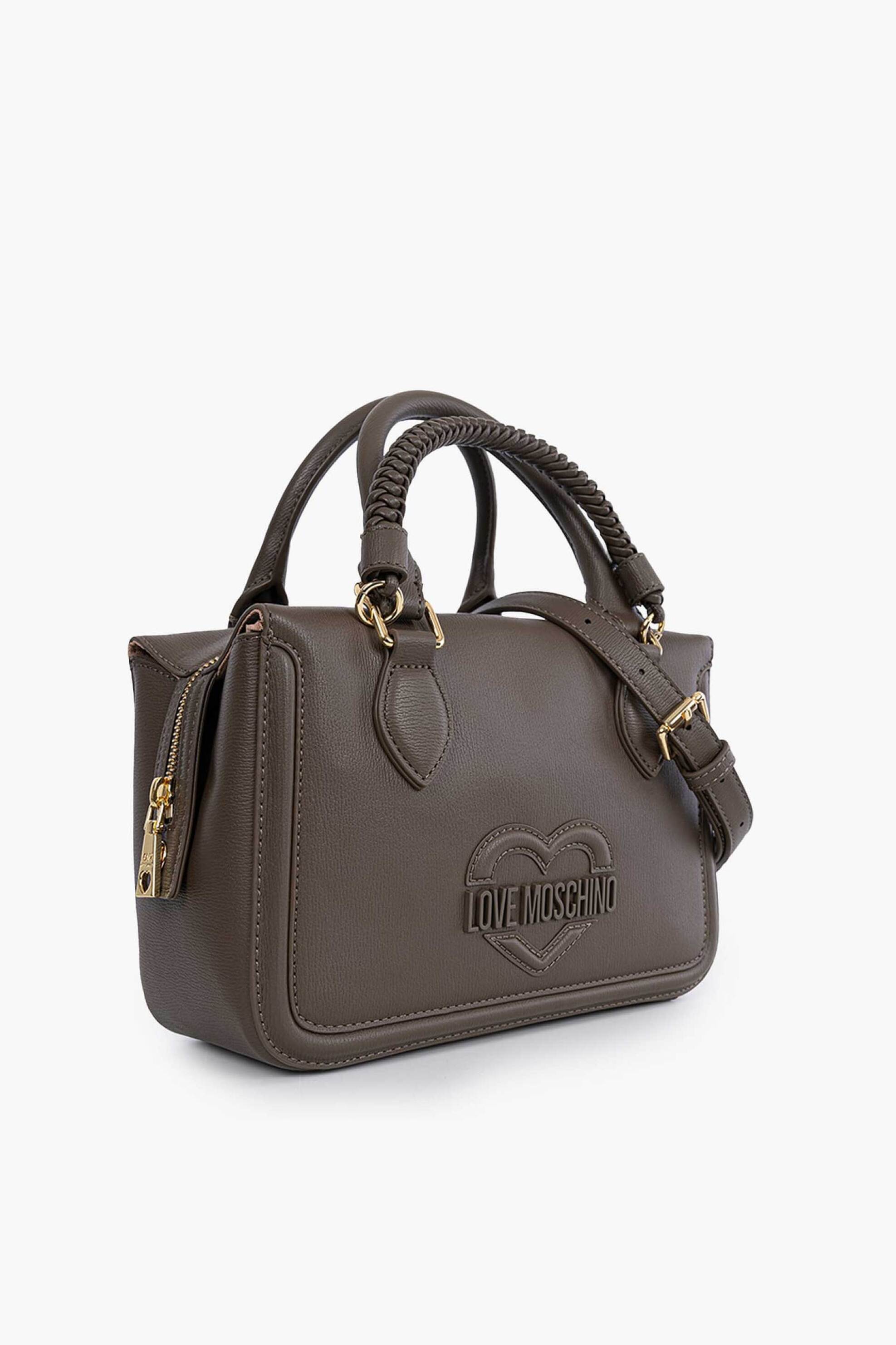 LOVE MOSCHINO Love Moschino γυναικεία τσάντα χειρός με ανάγλυφο λογότυπο - JC4097PP1OLL0 Καφέ - 2