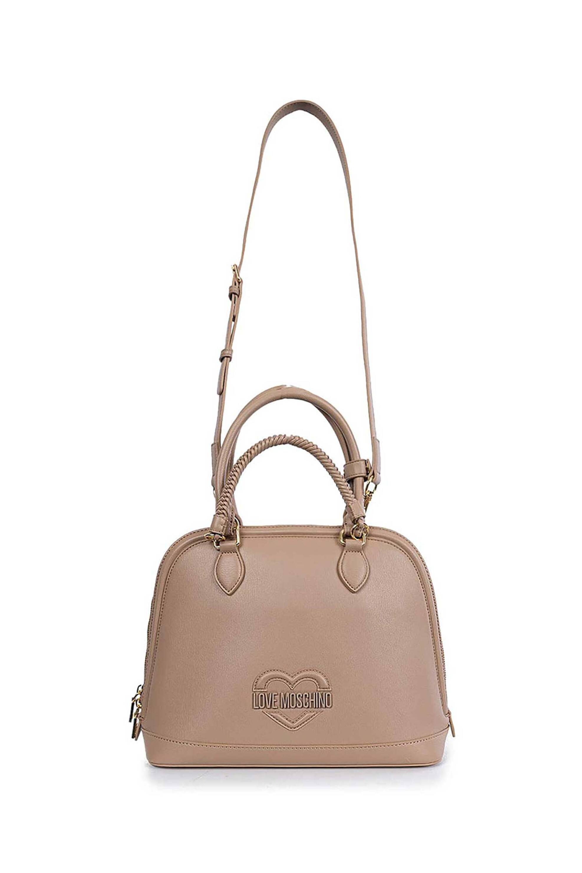 LOVE MOSCHINO Love Moschino γυναικεία τσάντα χειρός με μεταλλικό λογότυπο - JC4100PP1OLL0 Μπεζ - 2