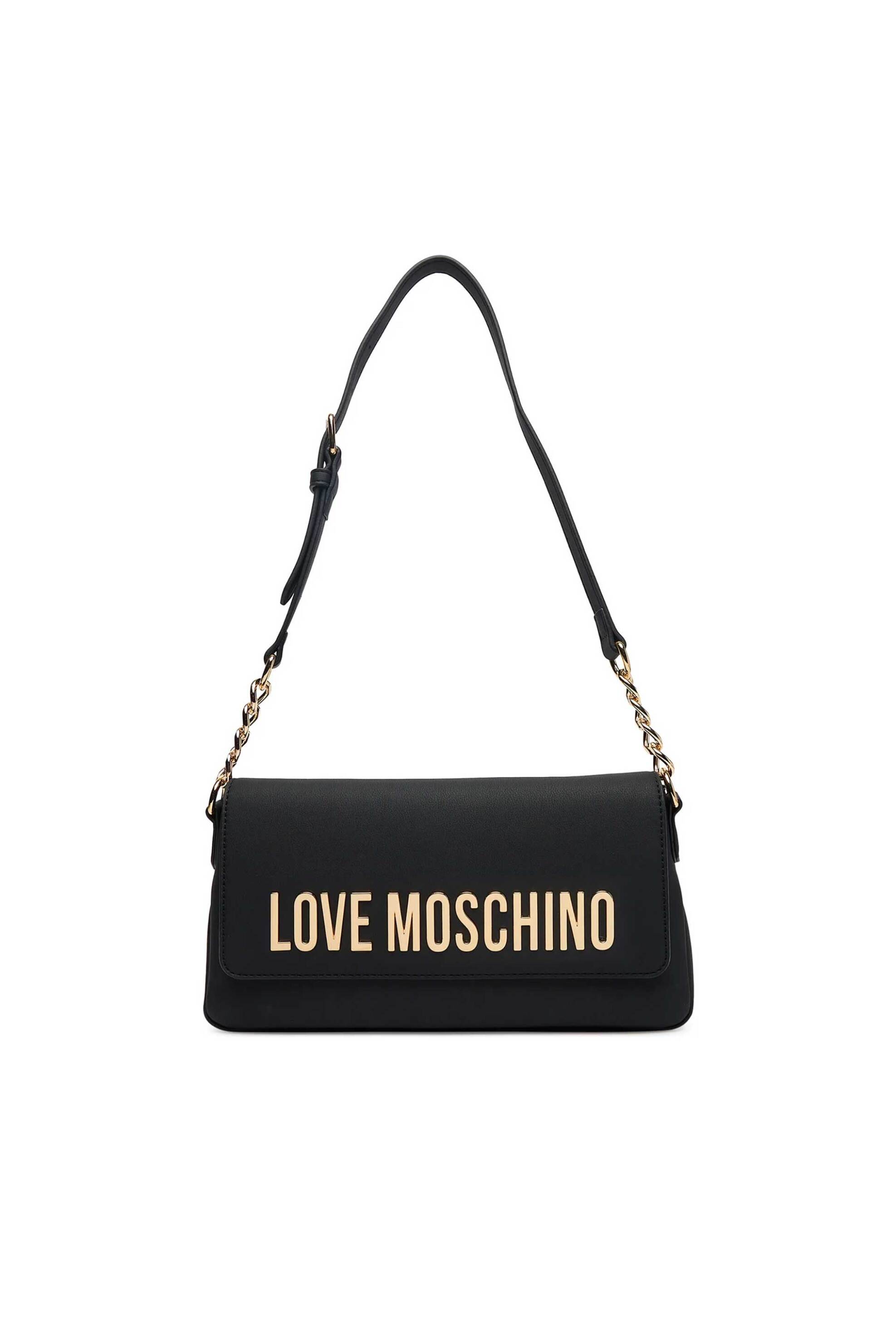 LOVE MOSCHINO Love Moschino γυναικεία τσάντα ώμου με μεταλλικό λογότυπο - JC4109PP1OKD0 Μαύρο