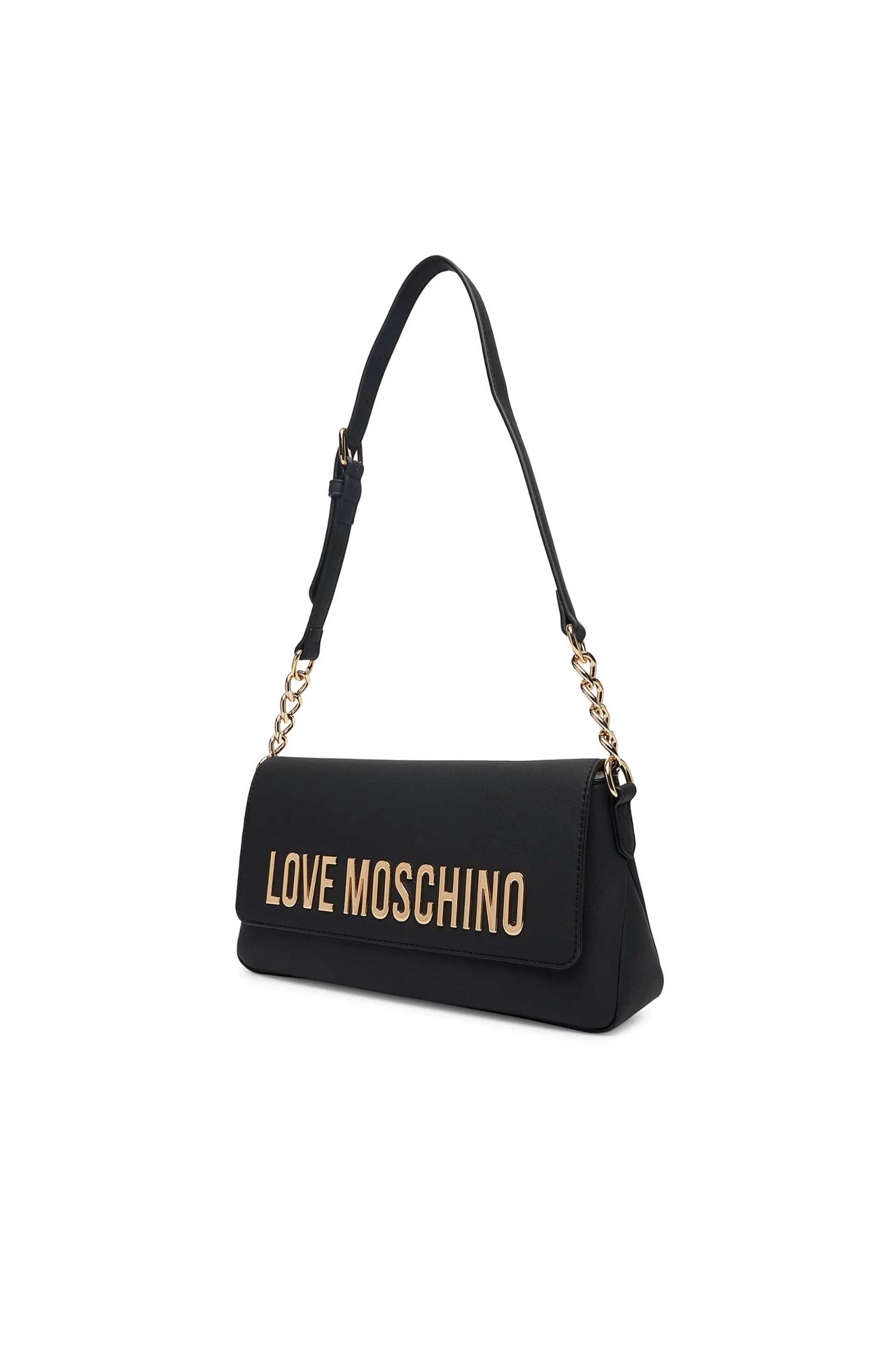 LOVE MOSCHINO Love Moschino γυναικεία τσάντα ώμου με μεταλλικό λογότυπο - JC4109PP1OKD0 Μαύρο - 2