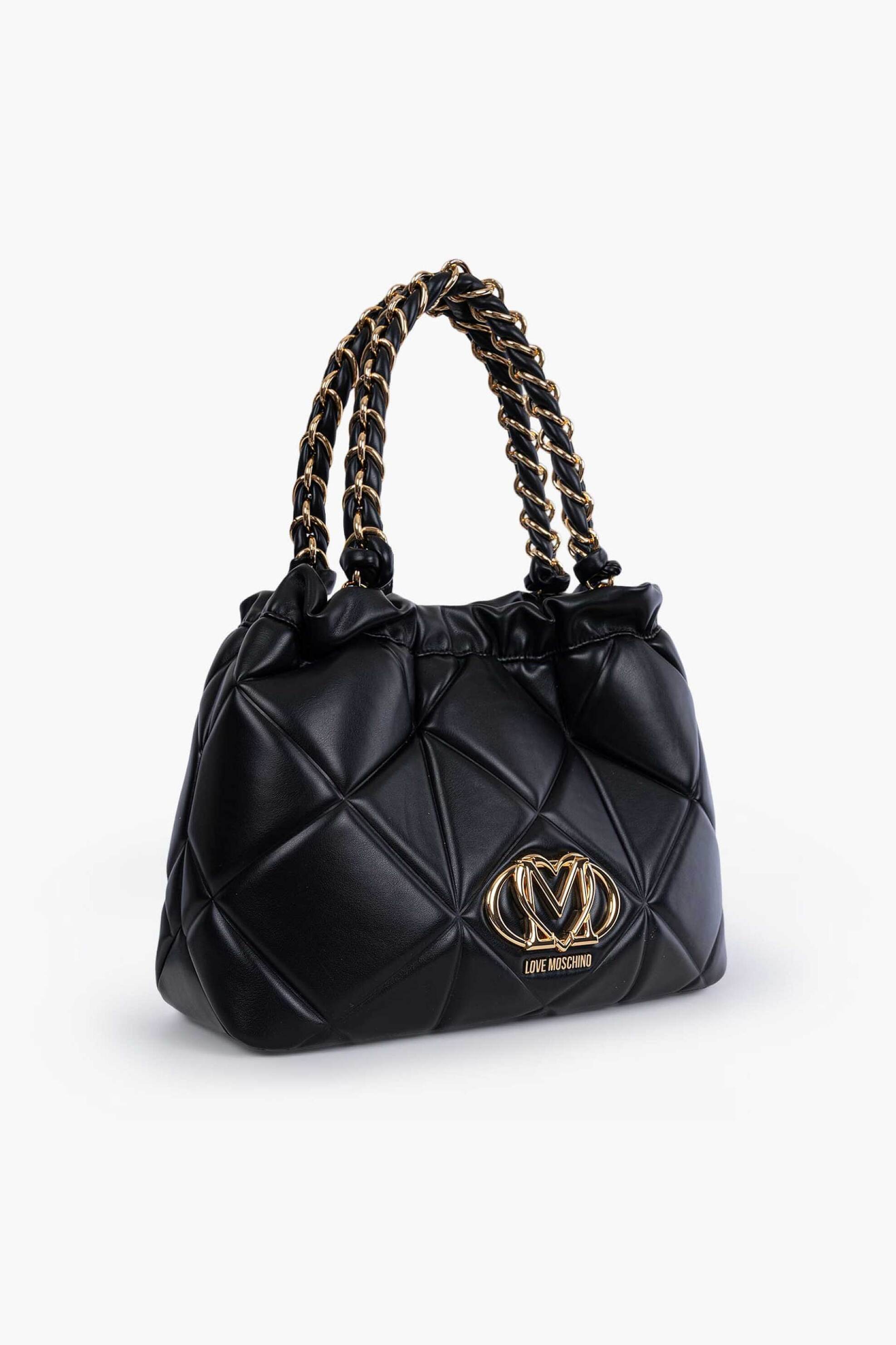 LOVE MOSCHINO Love Moschino γυναικεία τσάντα χειρός καπιτονέ με μεταλλικό λογότυπο - JC4113PP1OLC0 Μαύρο - 2